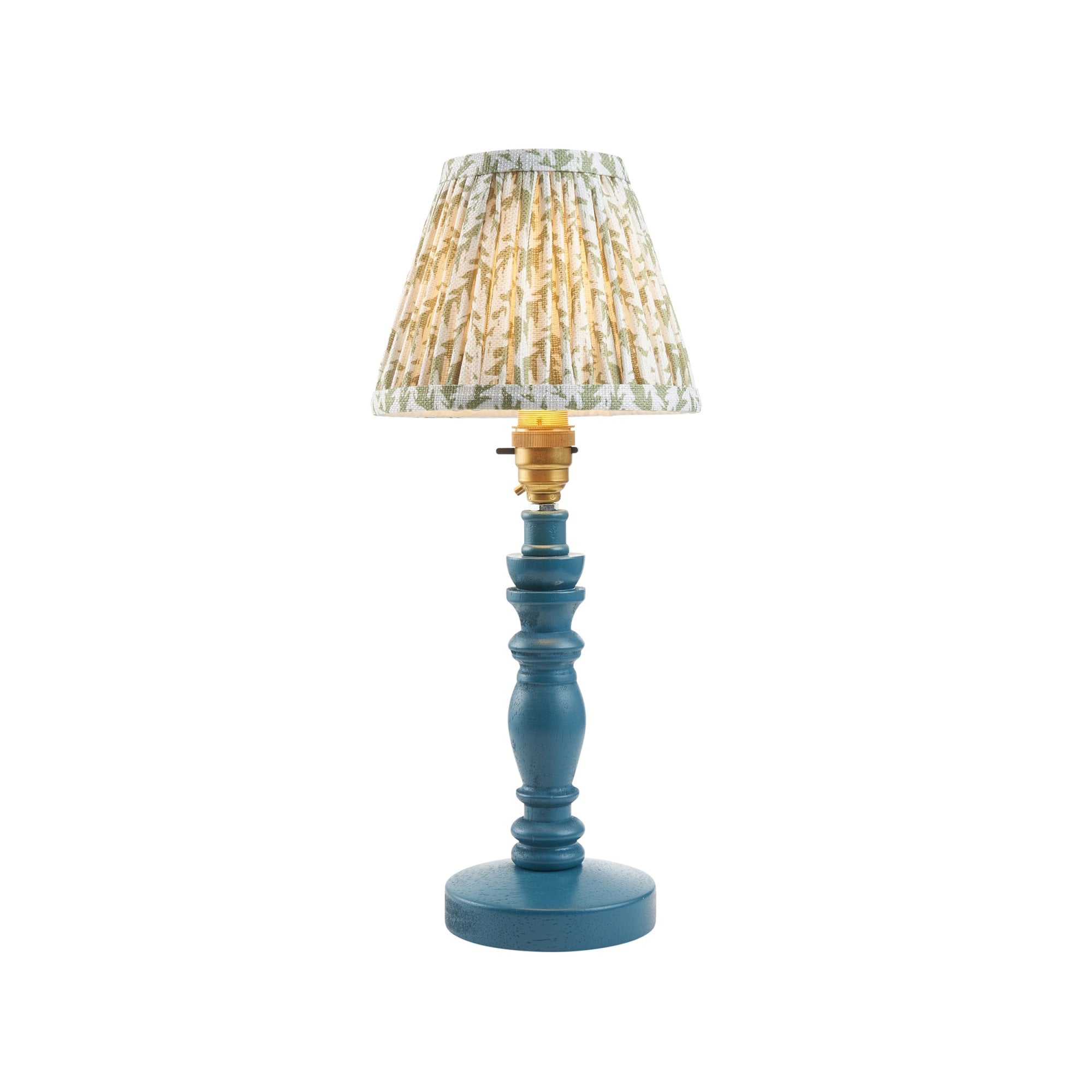 Endon Bibury Satin Marlin Blue Table Lamp & Leaf 16cm Herb Garden Green Shade