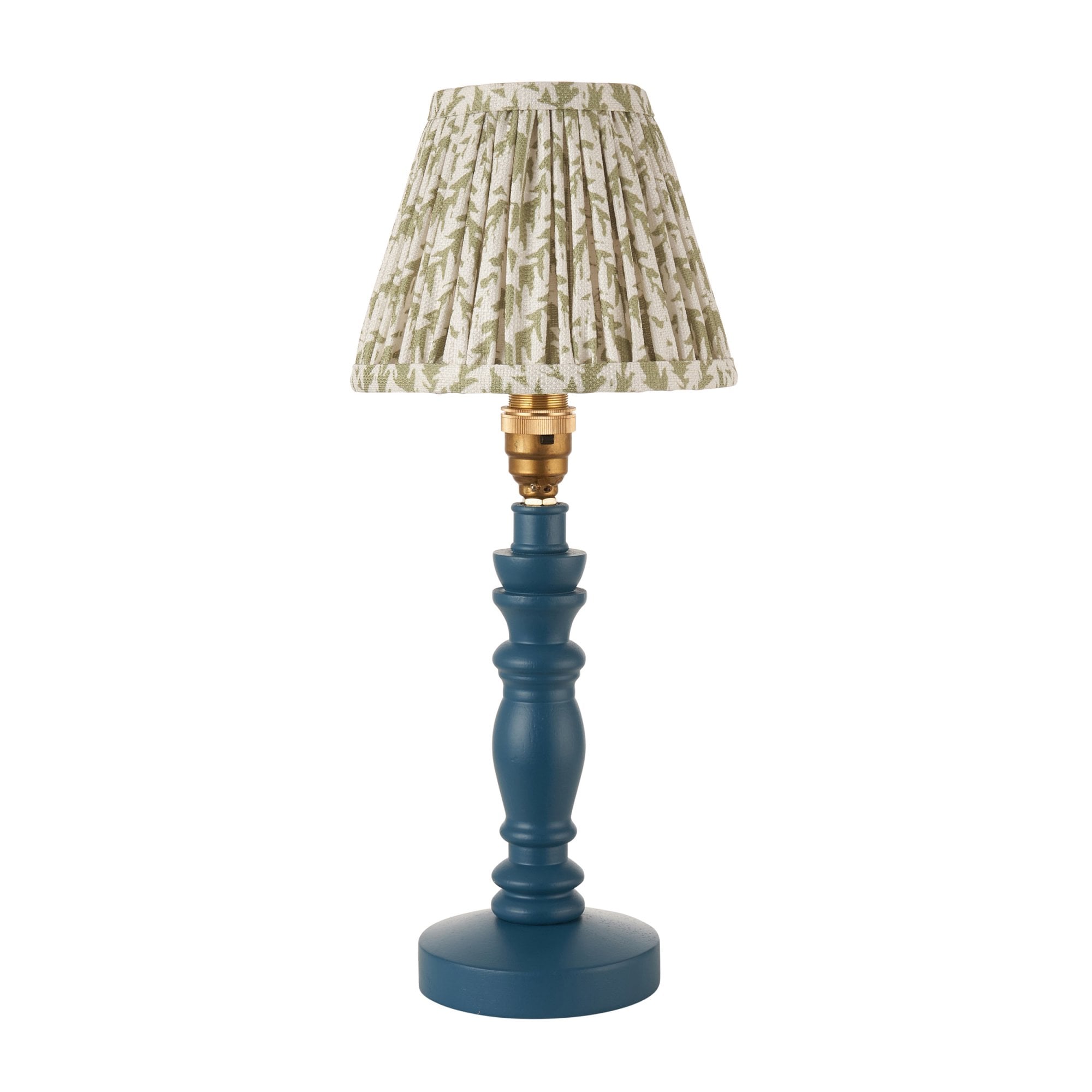Endon Bibury Satin Marlin Blue Table Lamp & Leaf 16cm Herb Garden Green Shade