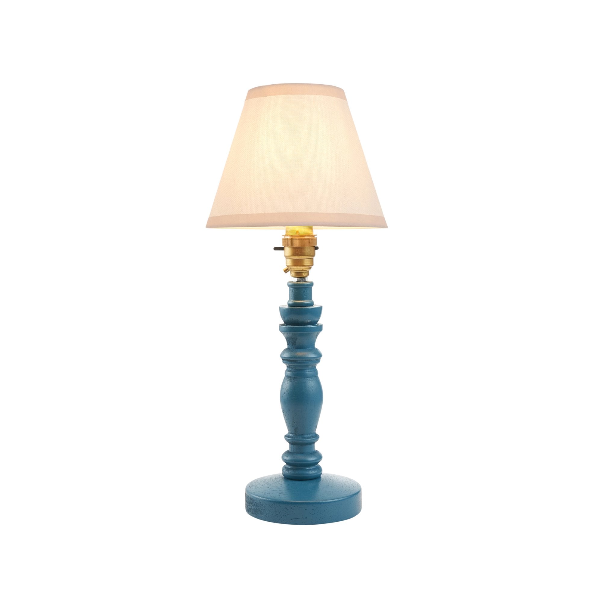 Endon Bibury Satin Marlin Blue Table Lamp & Ivy 16cm Vintage White Shade