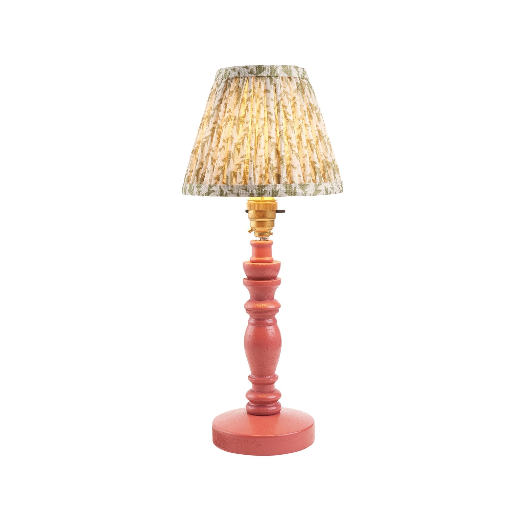 Endon Bibury Satin Pink Clay Table Lamp & Leaf 16cm Herb Garden Green Shade