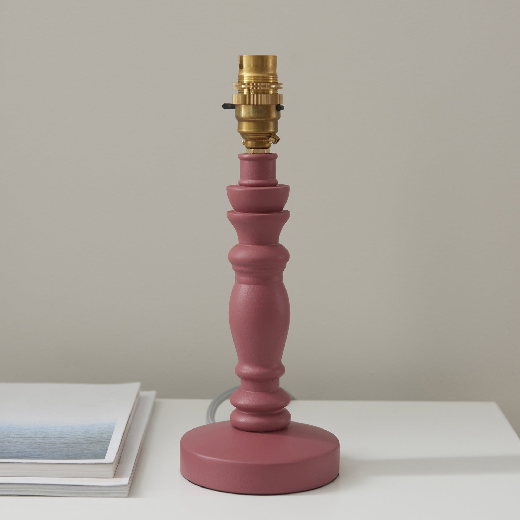 Endon Bibury Satin Pink Clay Table Lamp & Leaf 16cm Herb Garden Green Shade