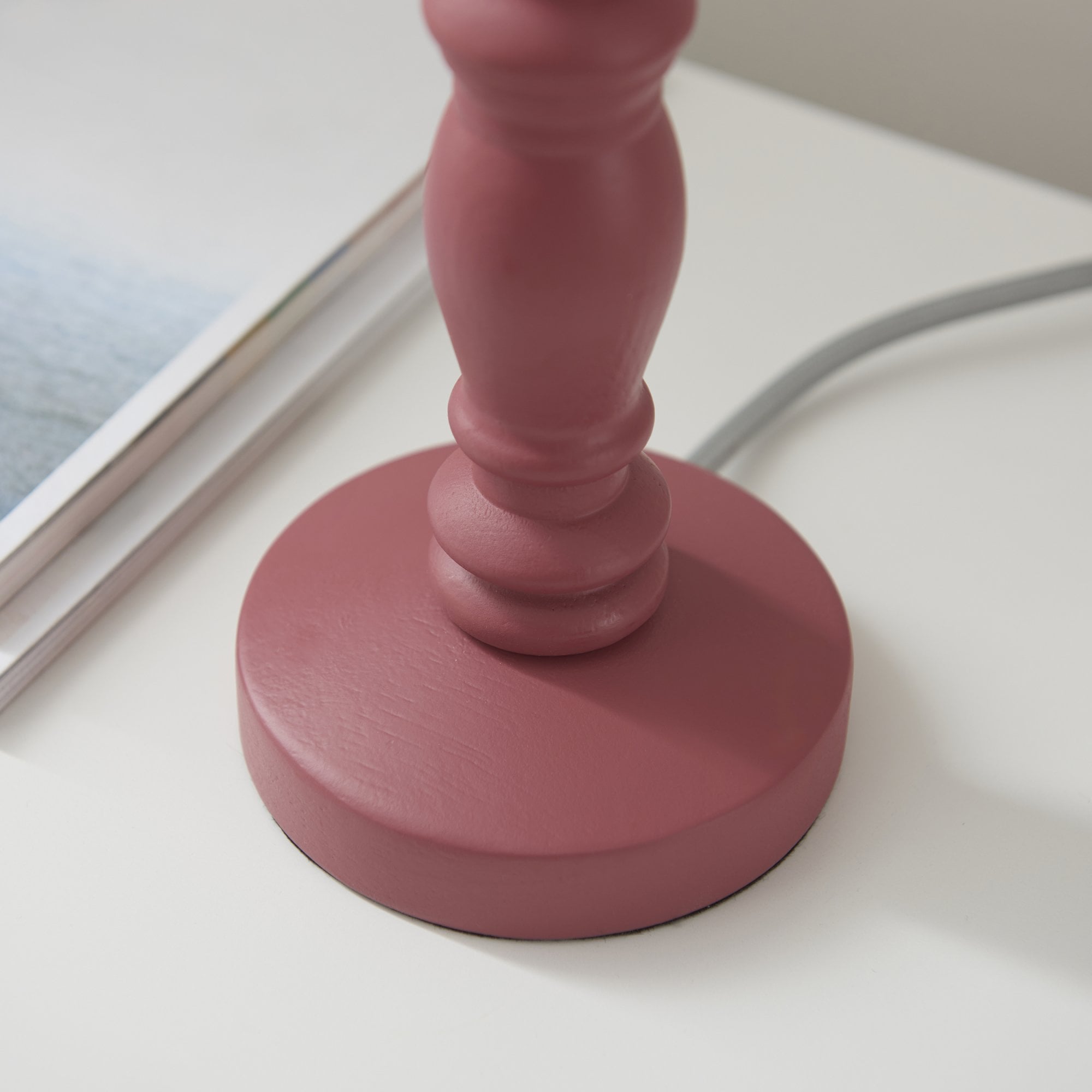 Endon Bibury Satin Pink Clay Table Lamp & Leaf 16cm Herb Garden Green Shade
