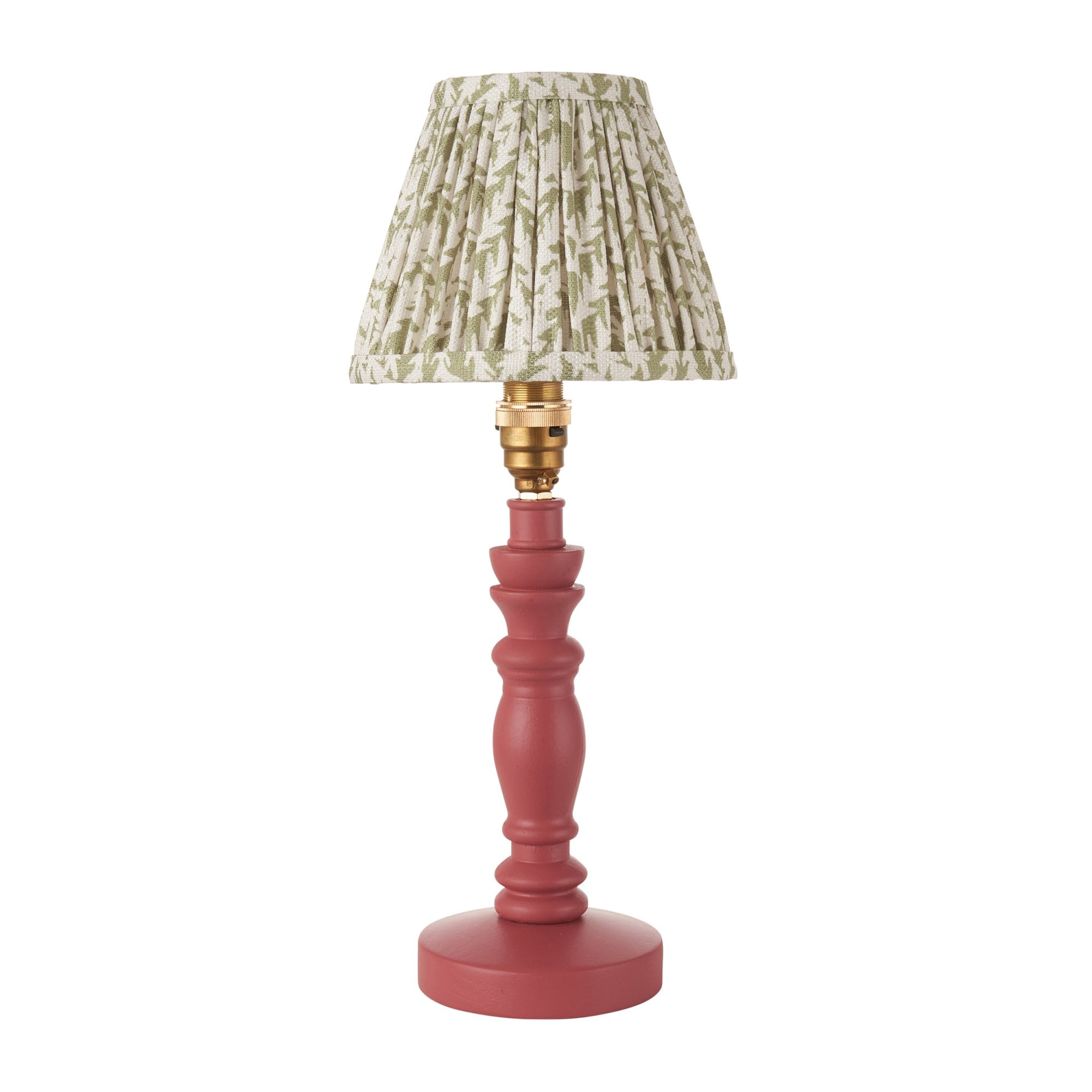 Endon Bibury Satin Pink Clay Table Lamp & Leaf 16cm Herb Garden Green Shade