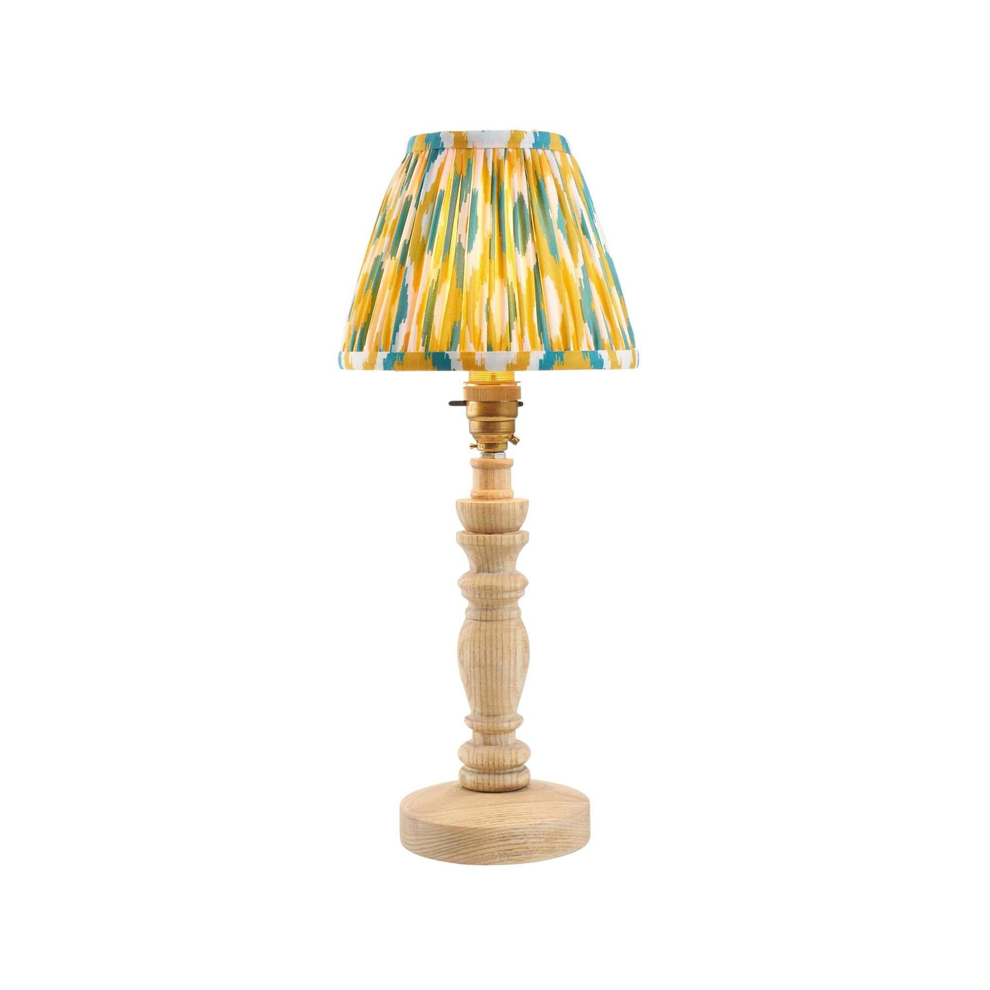 Endon Bibury Table Lamp & Ikat 16cm Yellow & Jade Shade