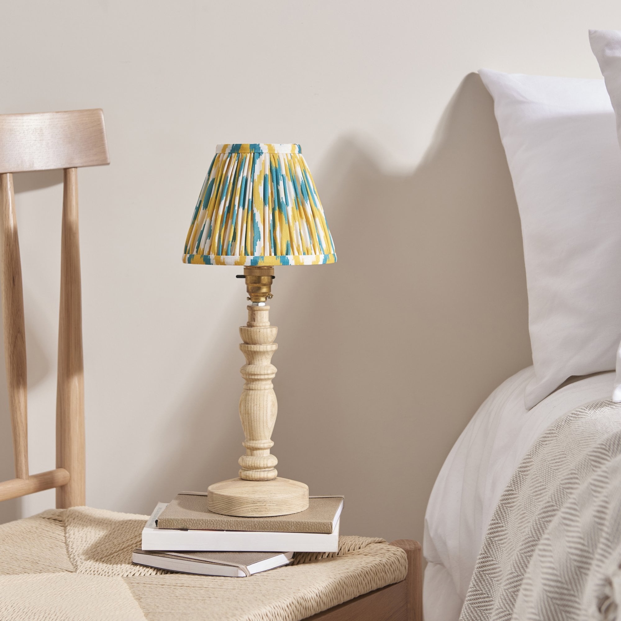 Endon Bibury Table Lamp & Ikat 16cm Yellow & Jade Shade