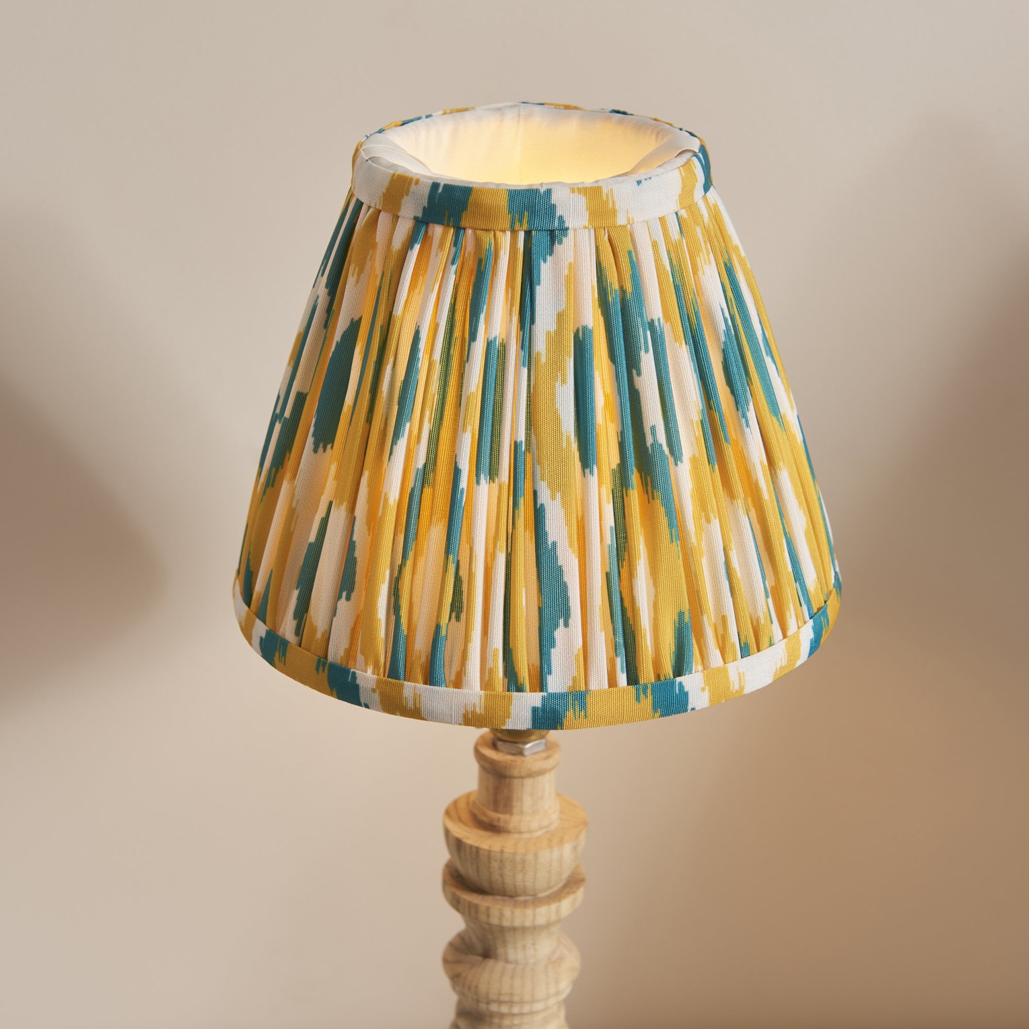 Endon Bibury Table Lamp & Ikat 16cm Yellow & Jade Shade