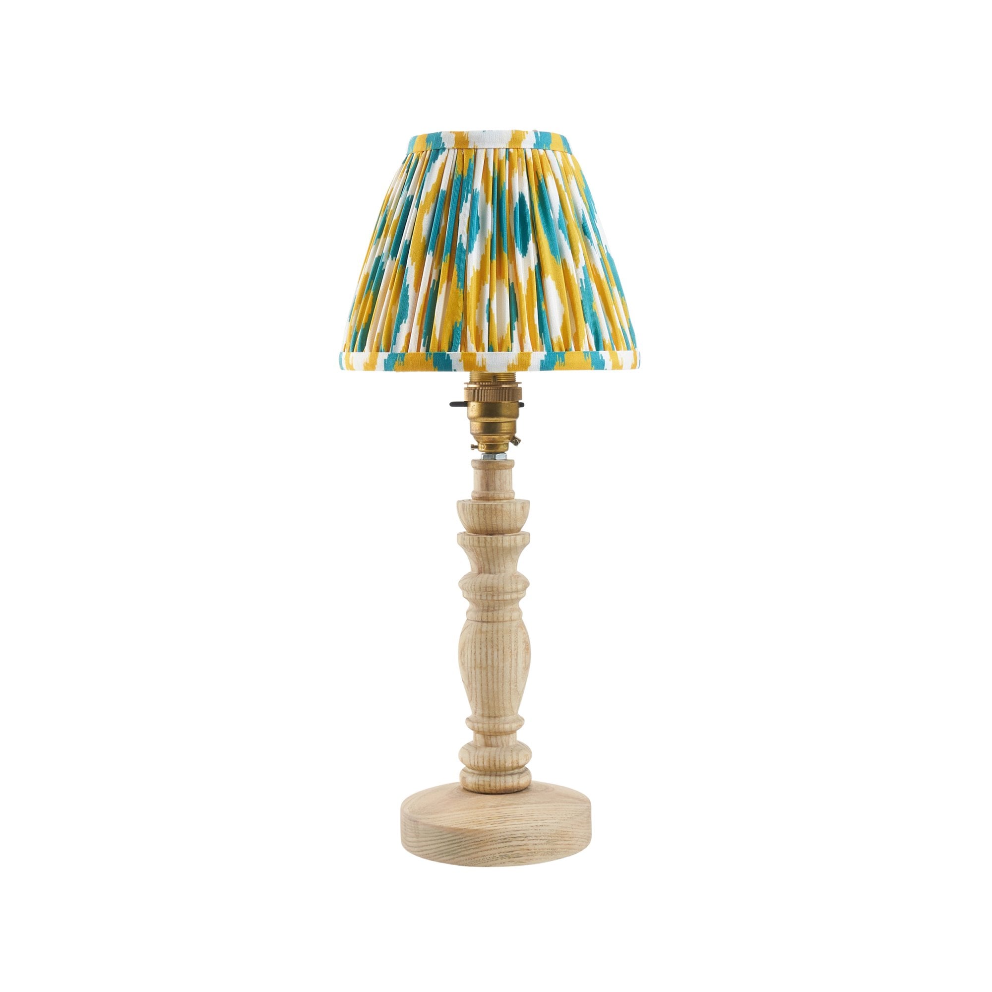 Endon Bibury Table Lamp & Ikat 16cm Yellow & Jade Shade
