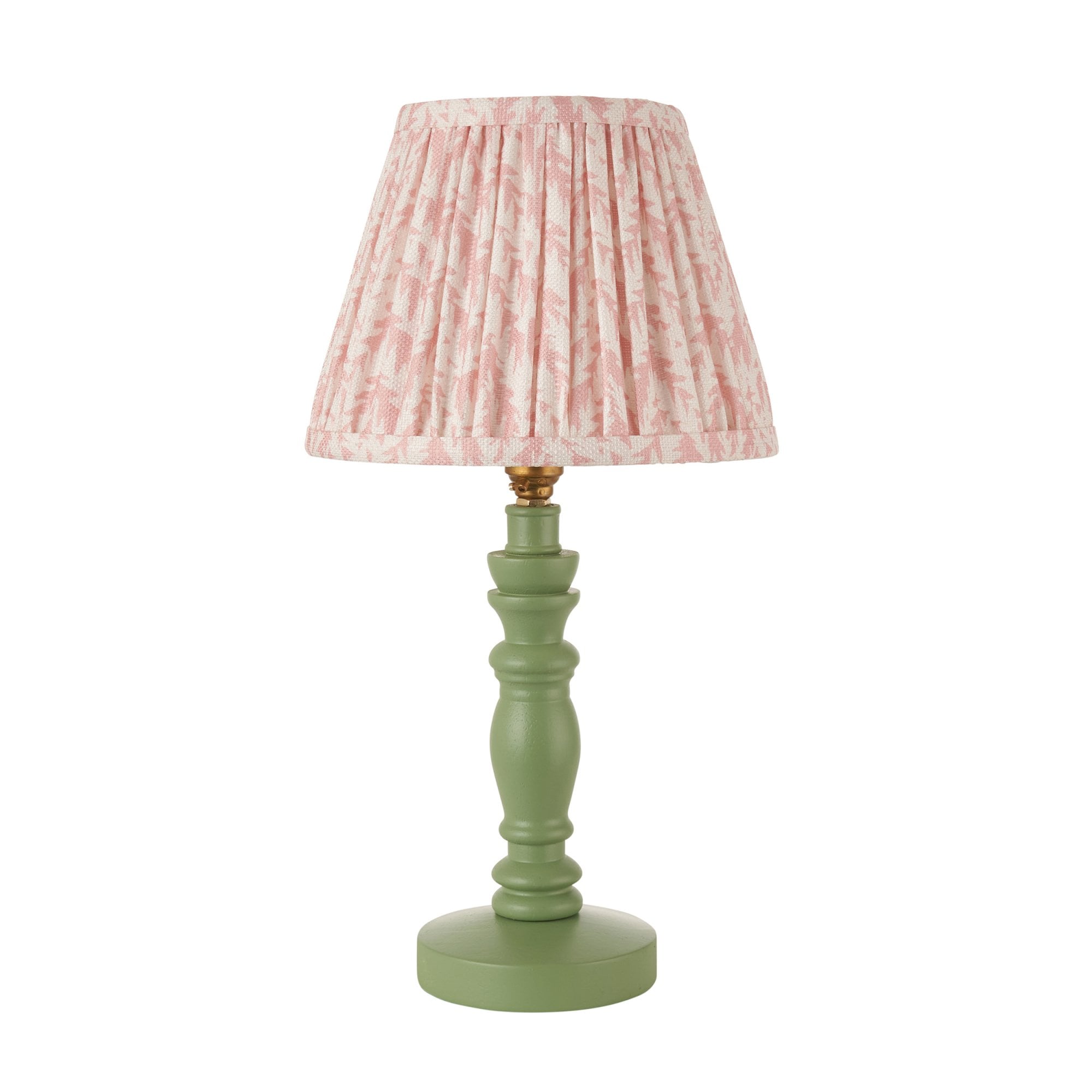 Endon Bibury Satin Cotswold Green Table Lamp & Leaf 20cm Peachy Keen Shade