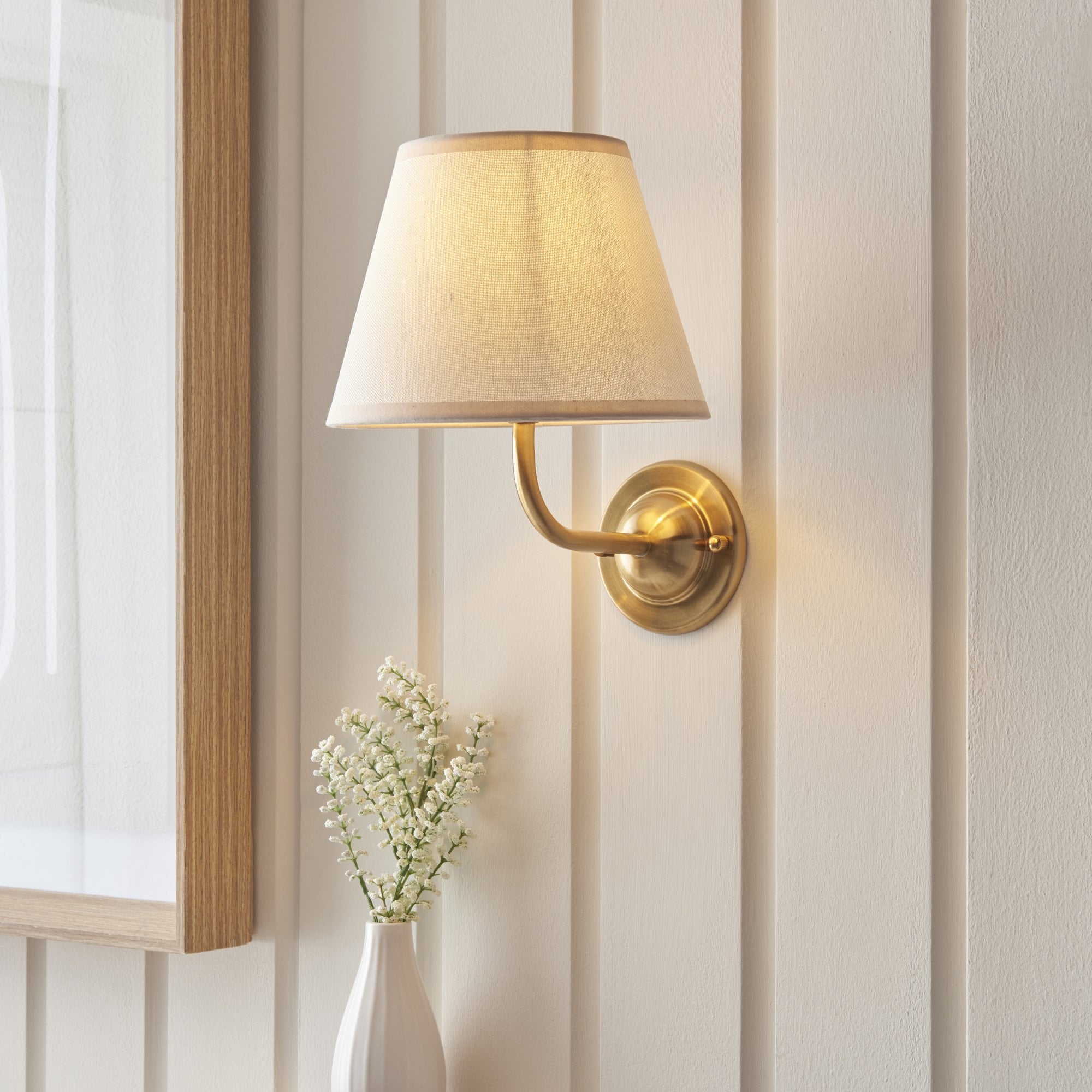 Endon Dome Arc Wall Light & Ivy 20cm Vintage White Shade