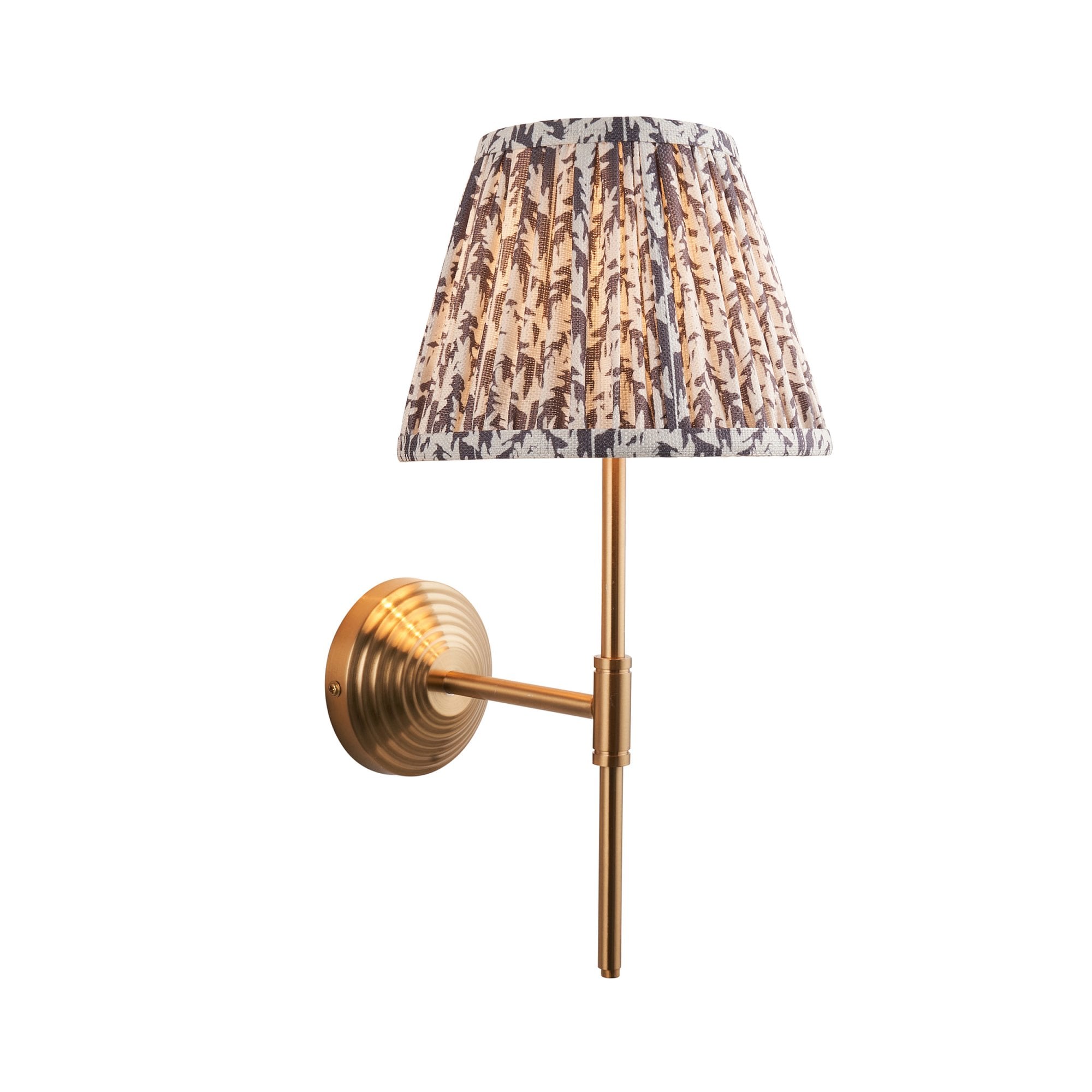 Endon Obelisk T Bar Wall Light & Leaf 20cm Pearl Grey Shade