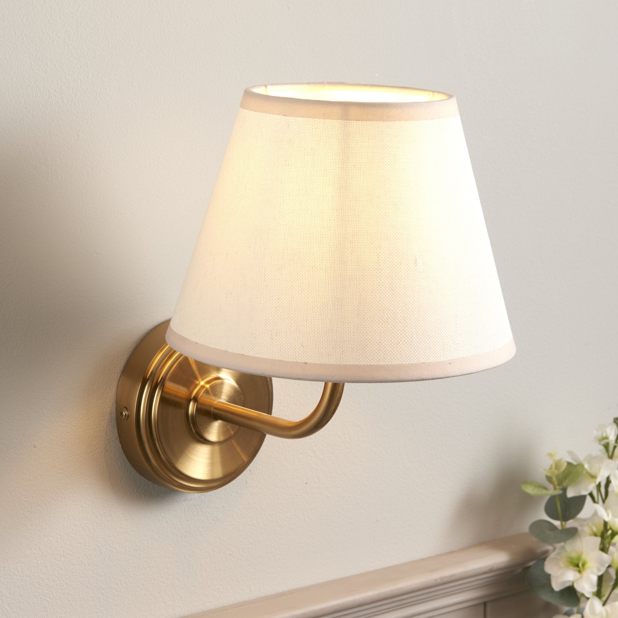 Endon Step Arc Wall Light & Ivy 20cm Vintage White Shade