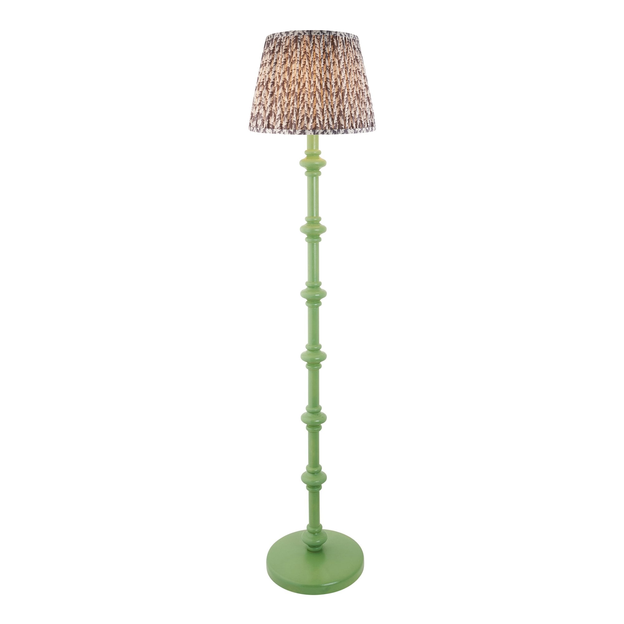 Endon Carnaby Satin Cotswold Green Floor Lamp & Leaf 35cm Pearl Grey Shade