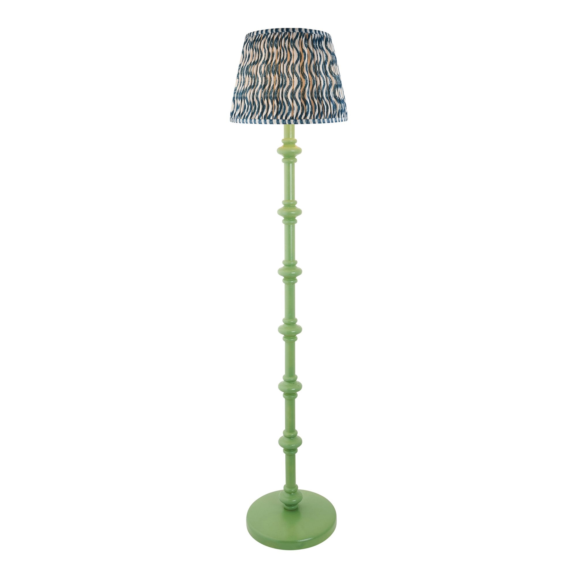 Endon Carnaby Satin Cotswold Green Floor Lamp & Ripple 35cm Marlin Blue Shade