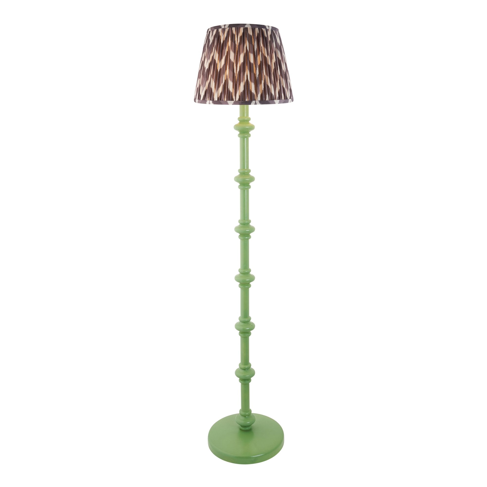 Endon Carnaby Satin Cotswold Green Floor Lamp & Zigzag 35cm Pearl Grey Shade