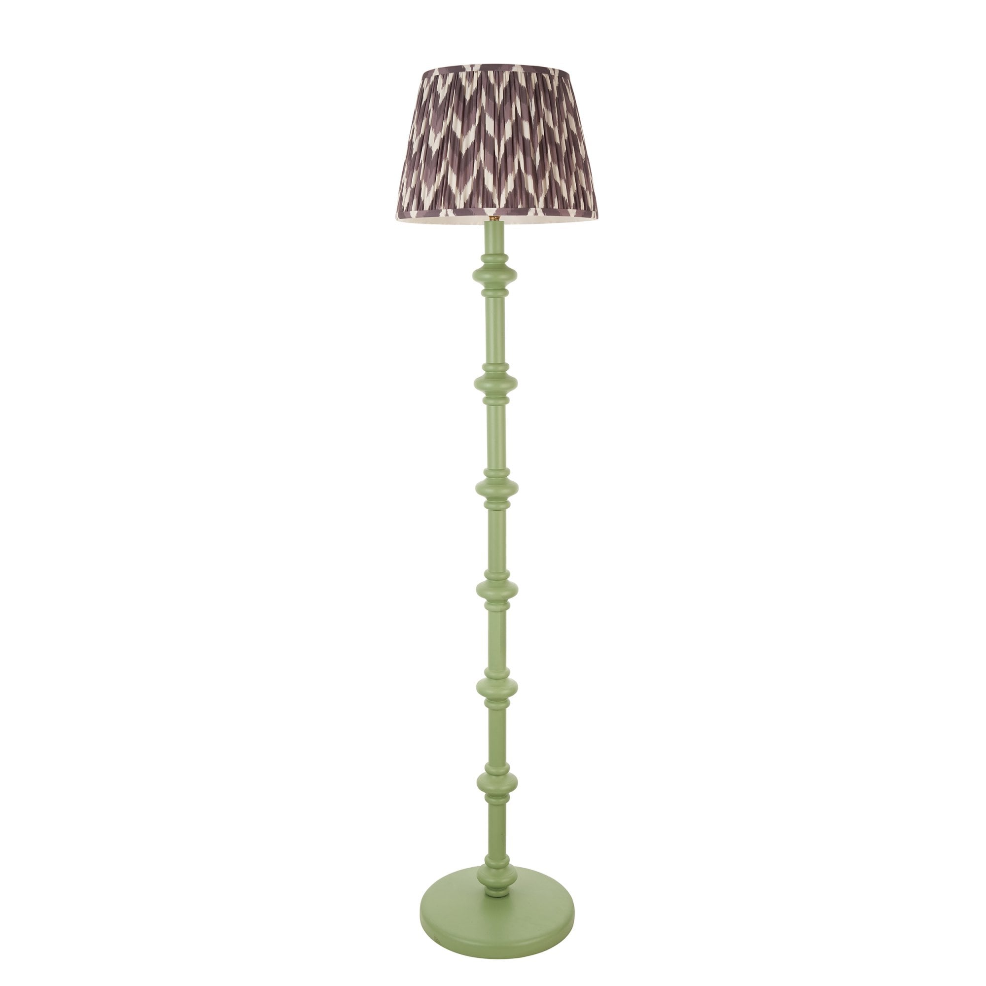 Endon Carnaby Satin Cotswold Green Floor Lamp & Zigzag 35cm Pearl Grey Shade