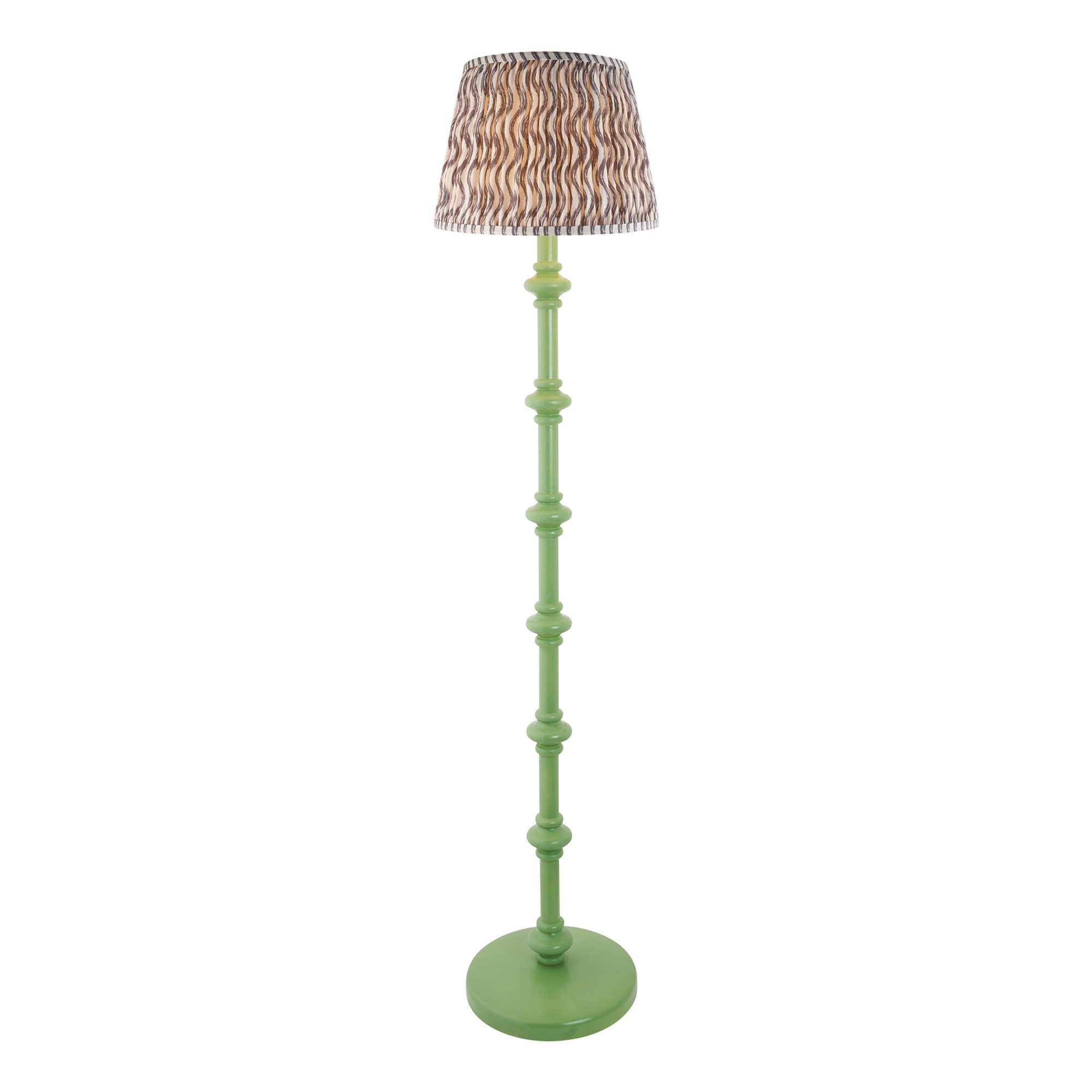 Endon Carnaby Satin Cotswold Green Floor Lamp & Ripple 35cm Pearl Grey Shade