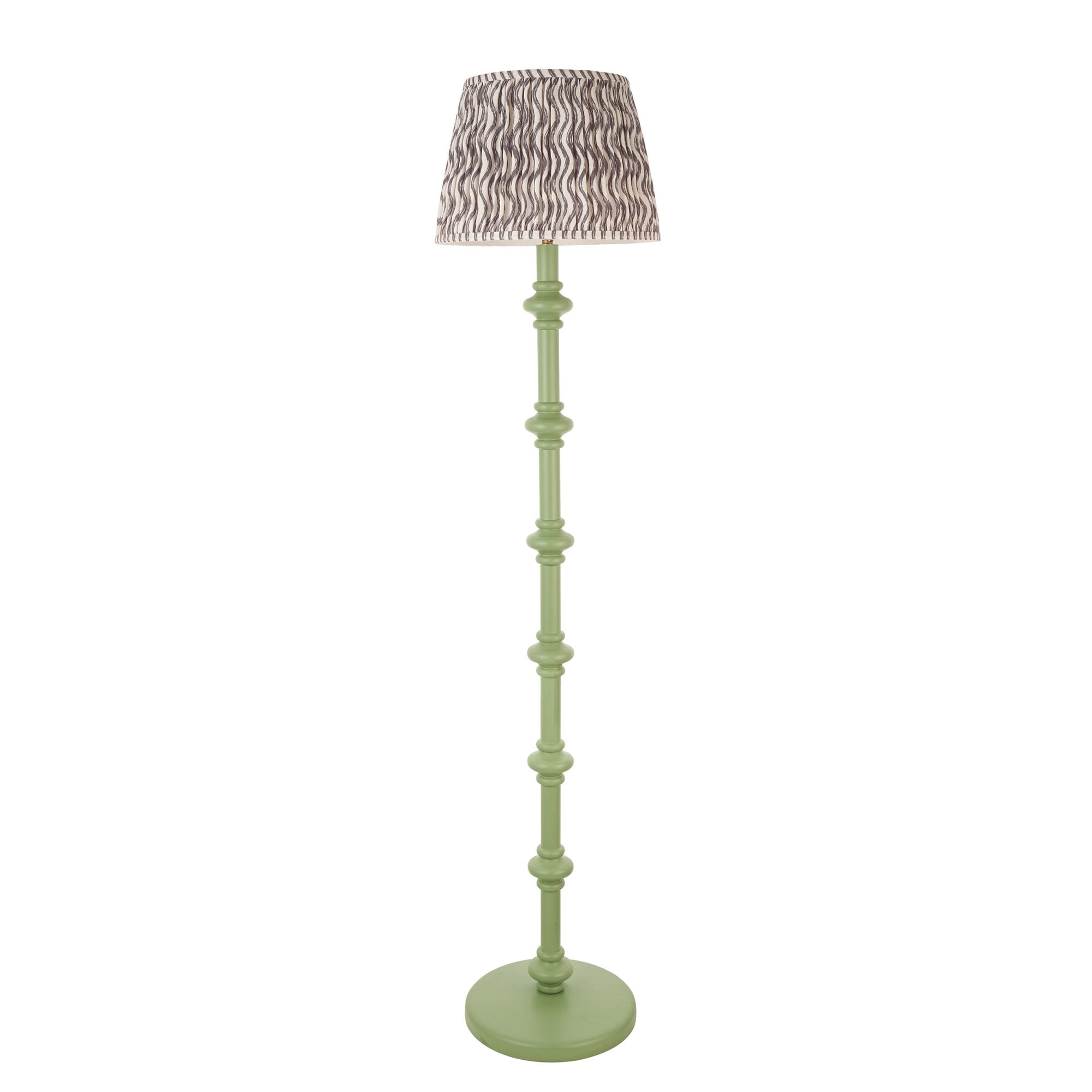 Endon Carnaby Satin Cotswold Green Floor Lamp & Ripple 35cm Pearl Grey Shade
