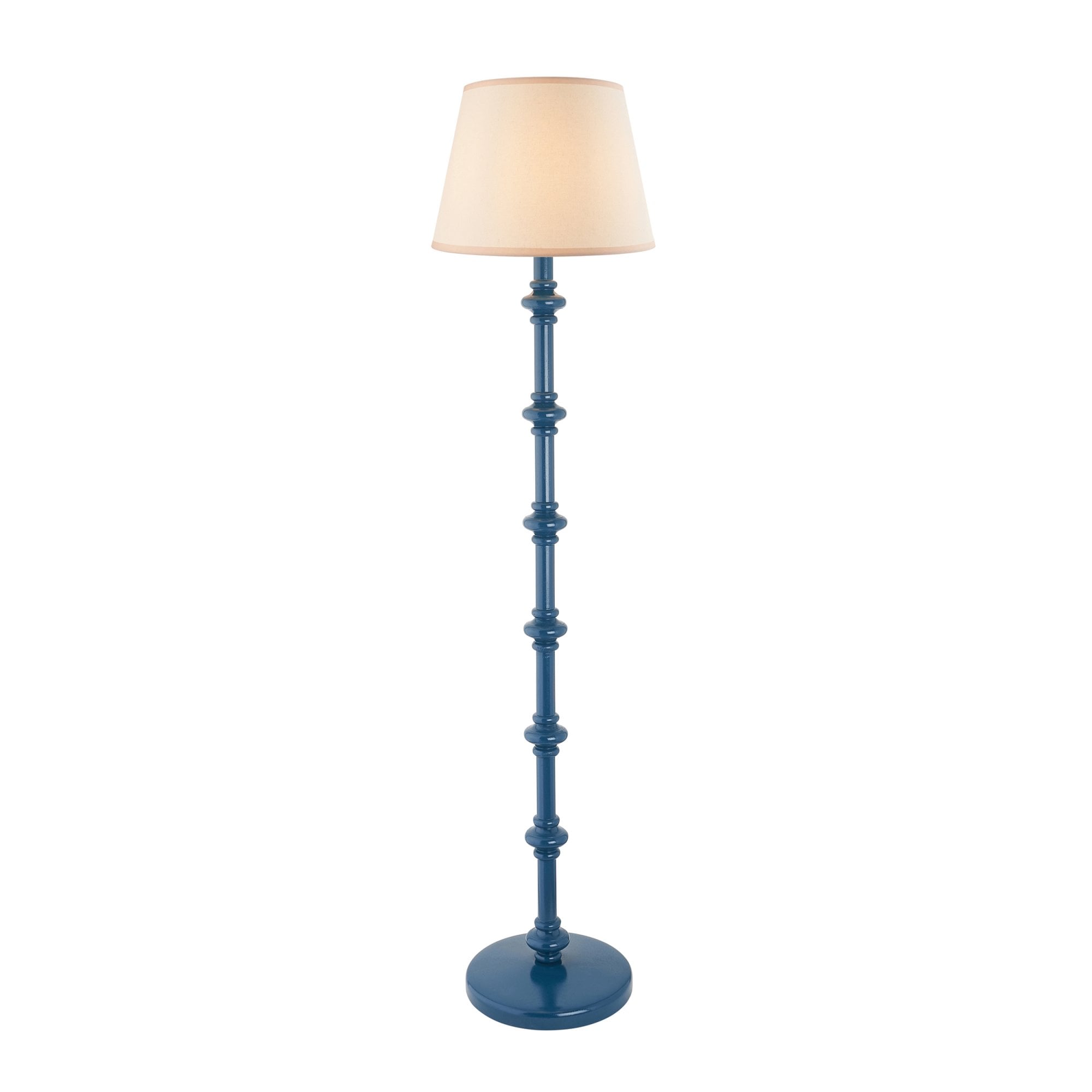 Endon Carnaby Satin Marlin Blue Floor Lamp & Ivy 35cm Vintage White Shade