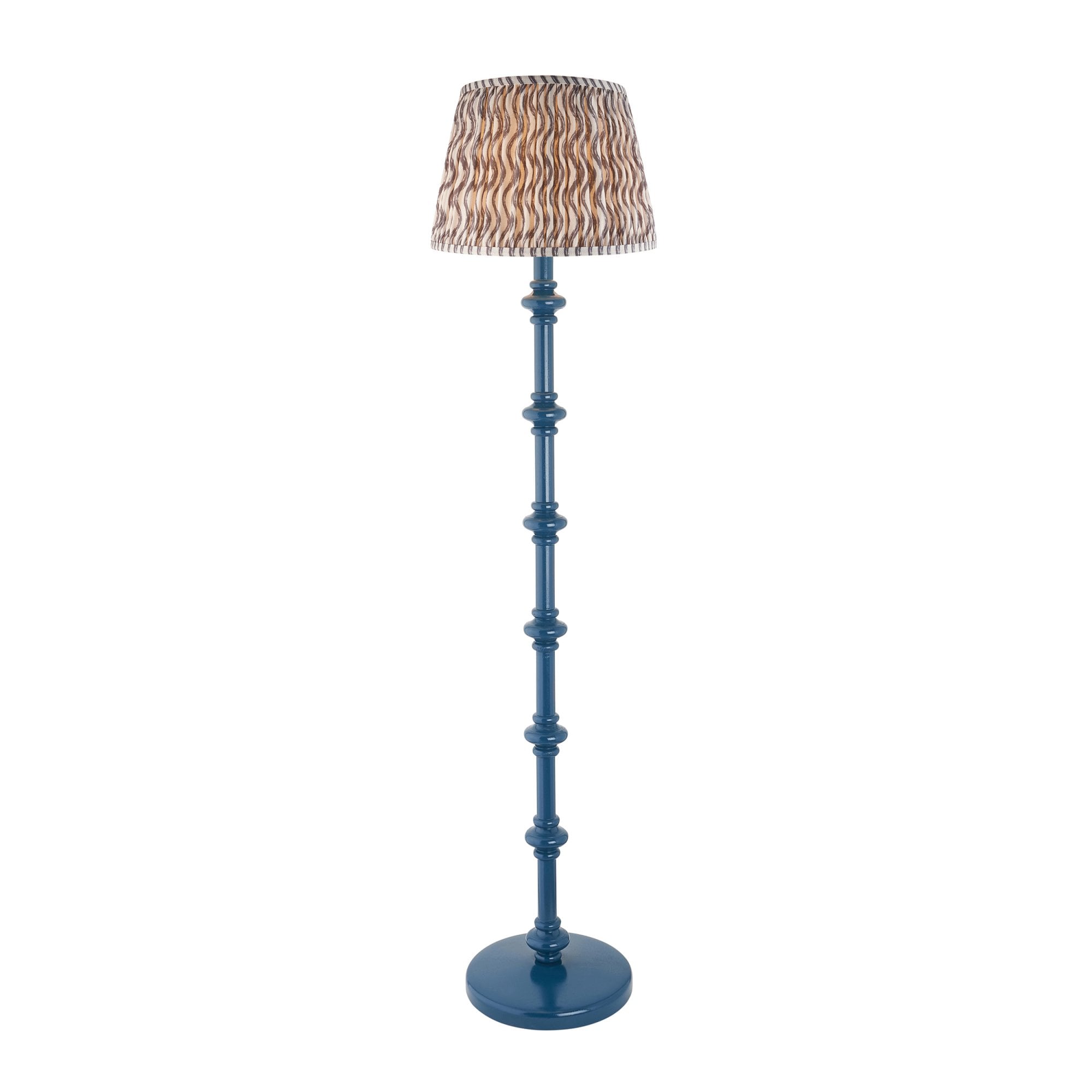 Endon Carnaby Satin Marlin Blue Floor Lamp & Ripple 35cm Pearl Grey Shade