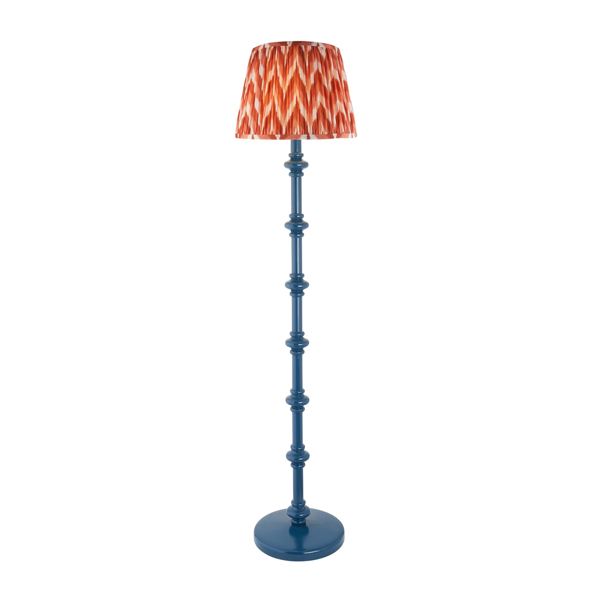 Endon Carnaby Satin Marlin Blue Floor Lamp & Zigzag 35cm Apricot Orange Shade
