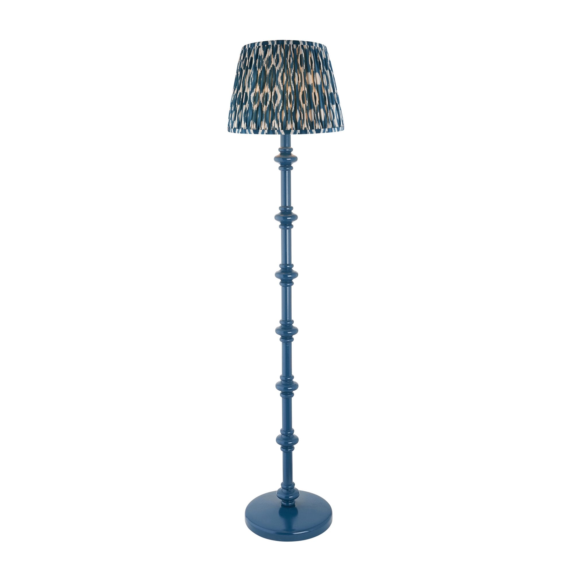 Endon Carnaby Satin Marlin Blue Floor Lamp & Ikat 35cm Marlin Blue Shade