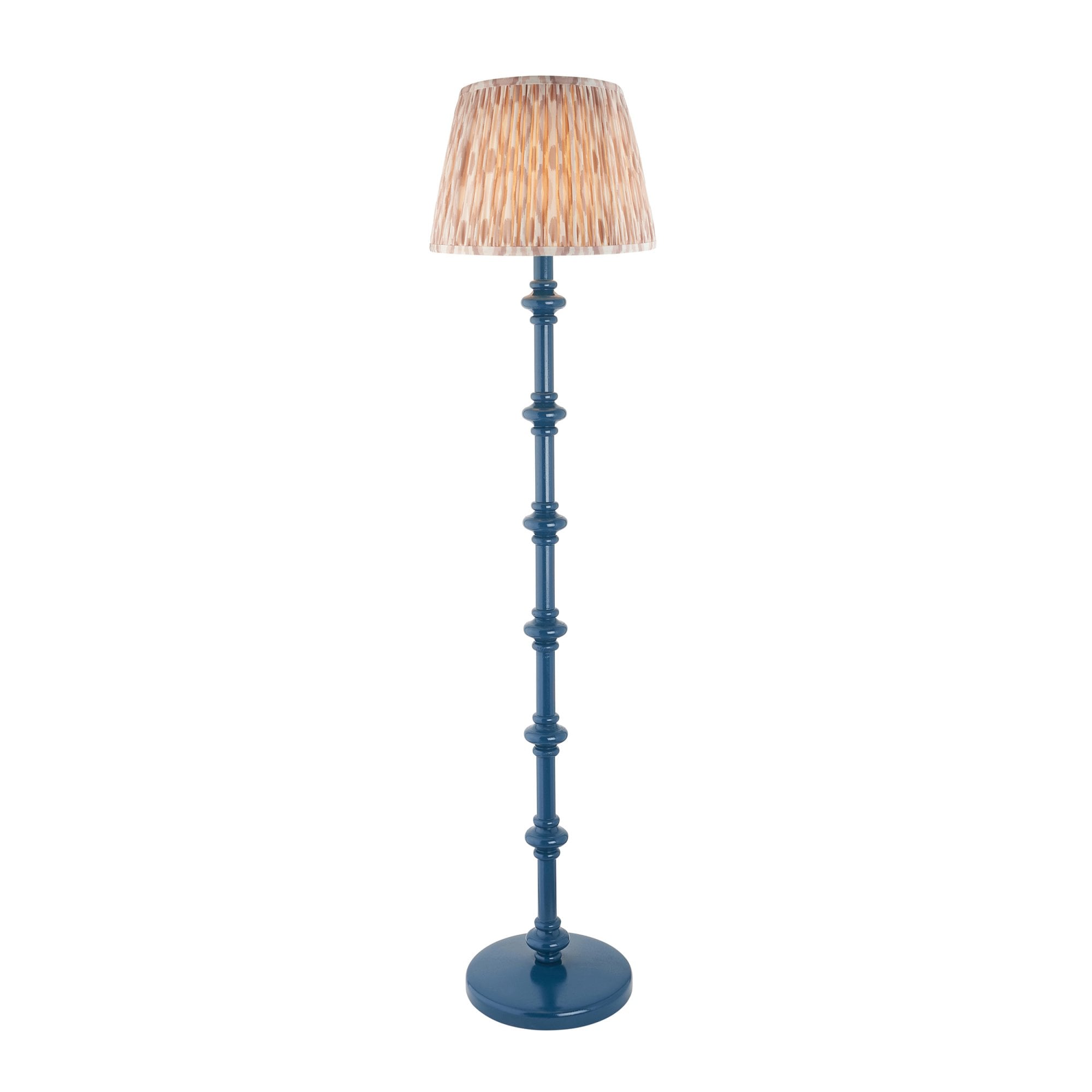 Endon Carnaby Satin Marlin Blue Floor Lamp & Ikat 35cm Neutral Shade