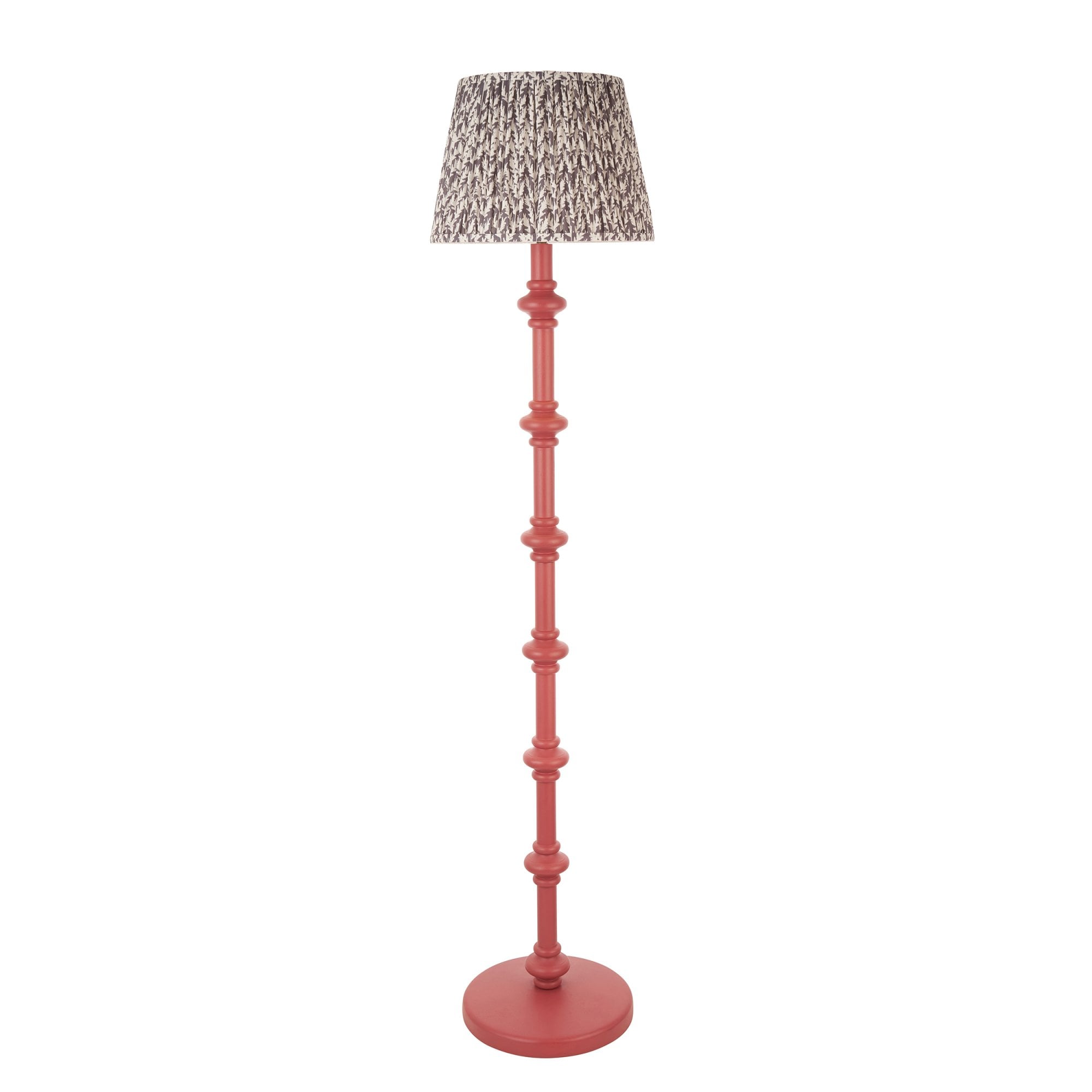Endon Carnaby Satin Pink Clay Floor Lamp & Leaf 35cm Pearl Grey Shade