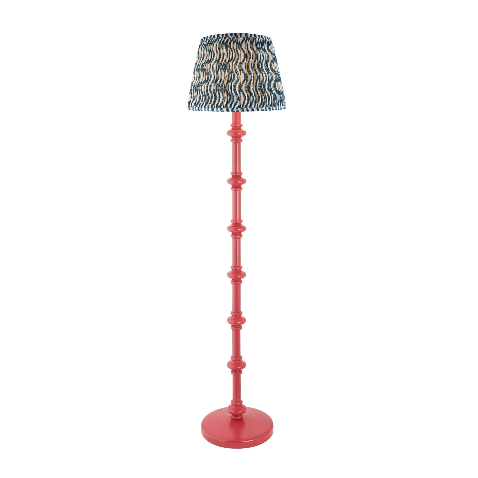Endon Carnaby Satin Pink Clay Floor Lamp & Ripple 35cm Marlin Blue Shade