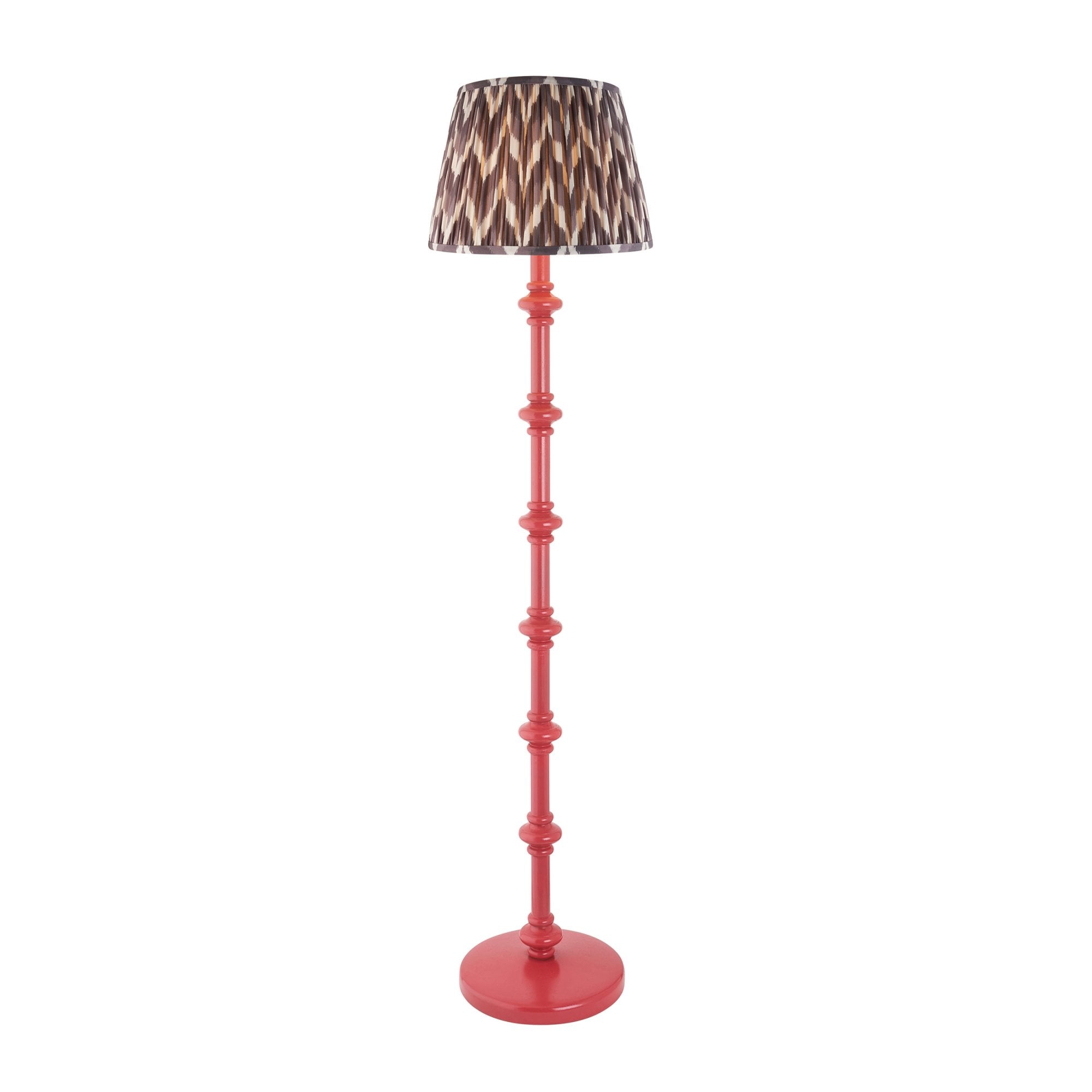 Endon Carnaby Satin Pink Clay Floor Lamp & Zigzag 35cm Pearl Grey Shade