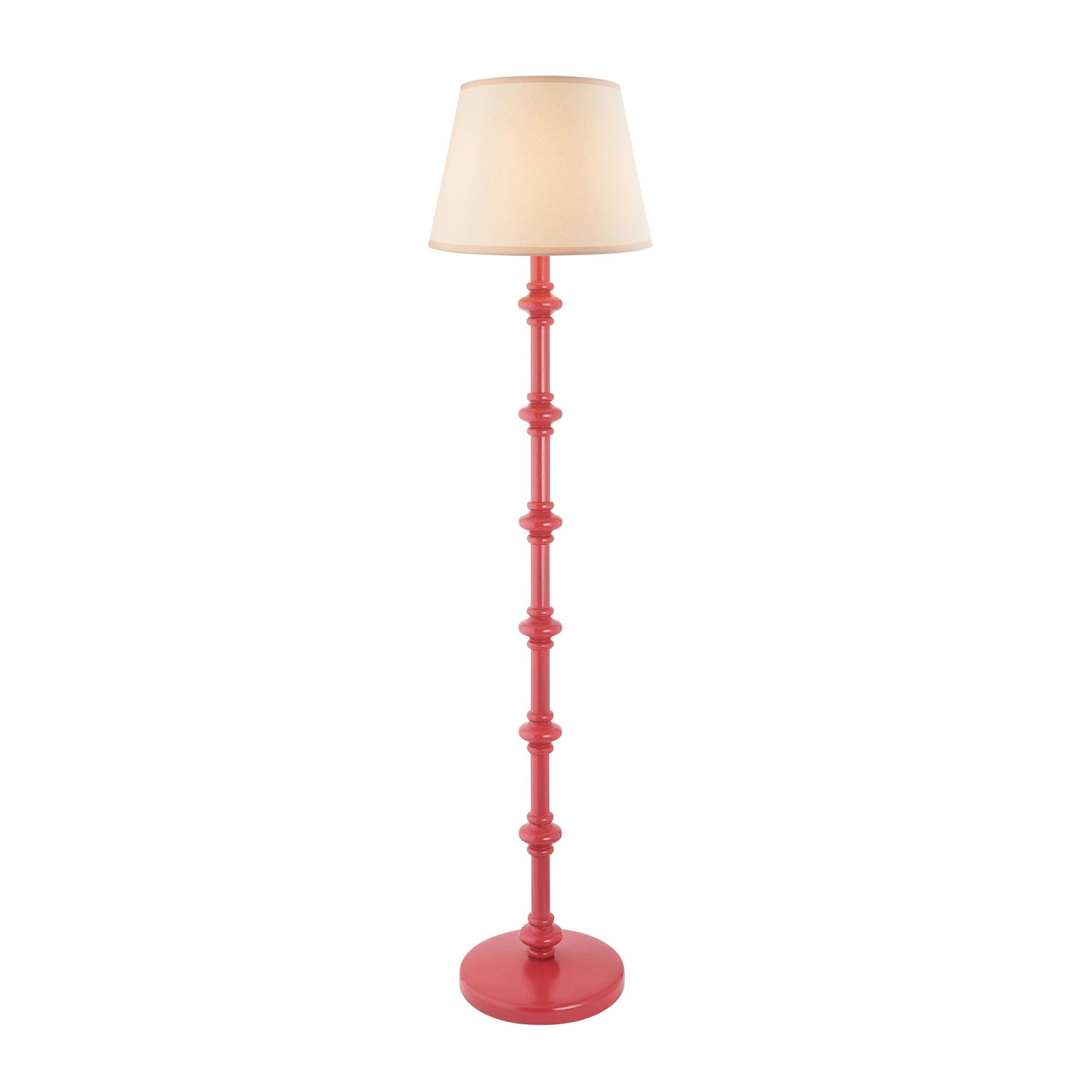 Endon Carnaby Satin Pink Clay Floor Lamp & Ivy 35cm Vintage White Shade