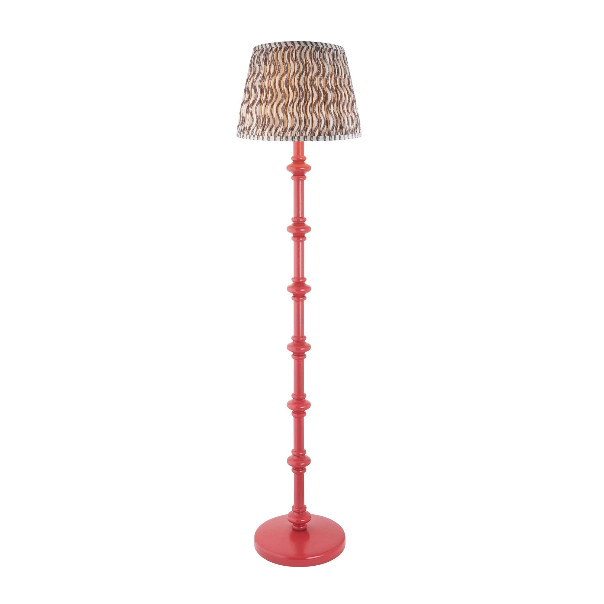 Endon Carnaby Satin Pink Clay Floor Lamp & Ripple 35cm Pearl Grey Shade