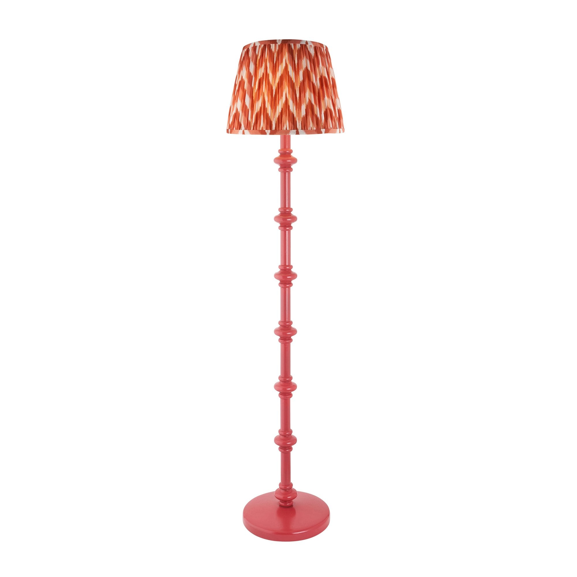 Endon Carnaby Satin Pink Clay Floor Lamp & Zigzag 35cm Apricot Orange Shade
