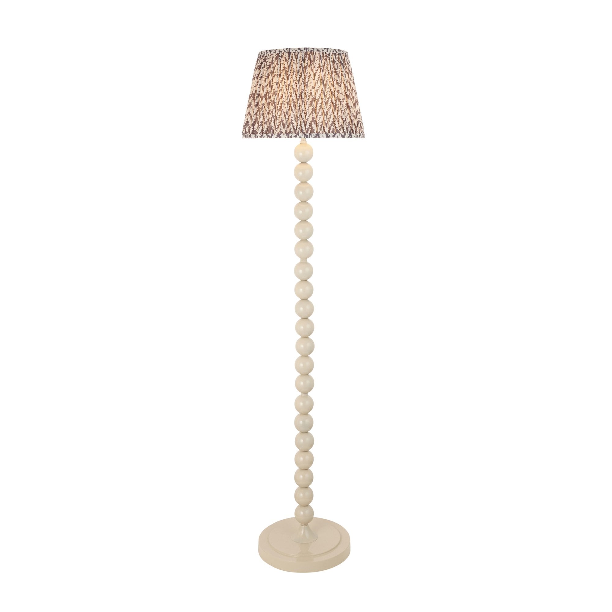 Endon Higgledy Gloss Almond White Floor Lamp & Leaf 35cm Pearl Grey Shade