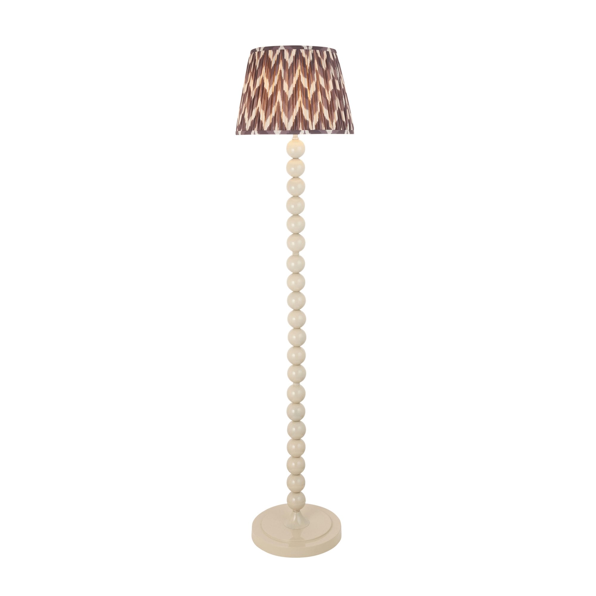 Endon Higgledy Gloss Almond White Floor Lamp & Zigzag 35cm Pearl Grey Shade