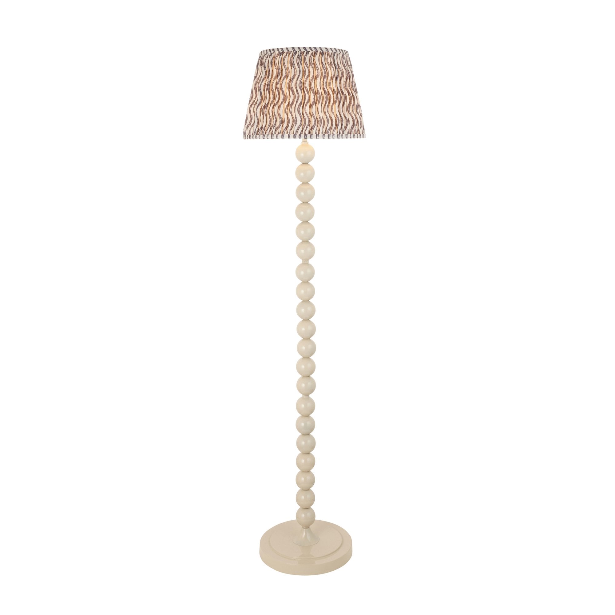 Endon Higgledy Gloss Almond White Floor Lamp & Ripple 35cm Pearl Grey Shade
