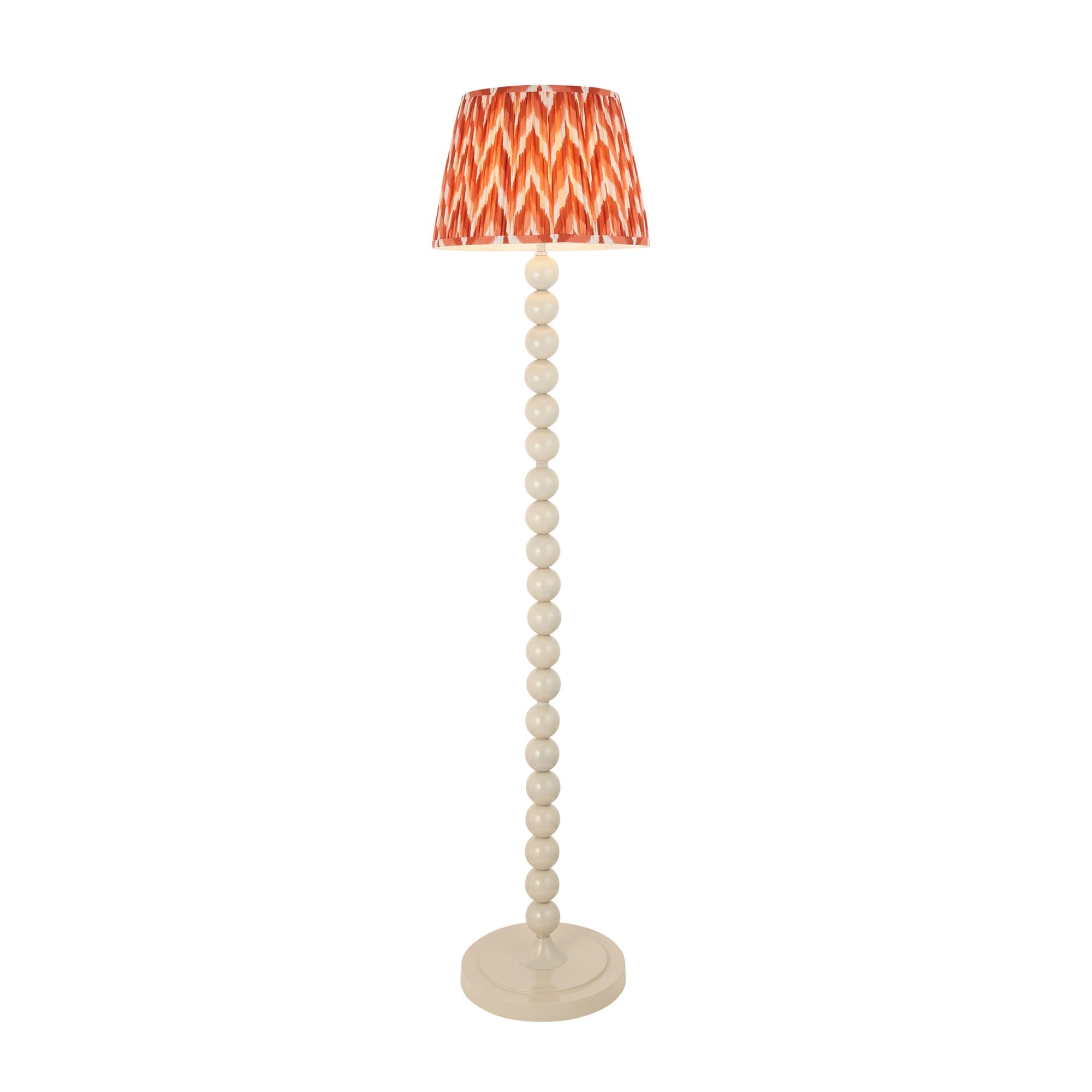 Endon Higgledy Gloss Almond White Floor Lamp & Zigzag 35cm Apricot Orange Shade