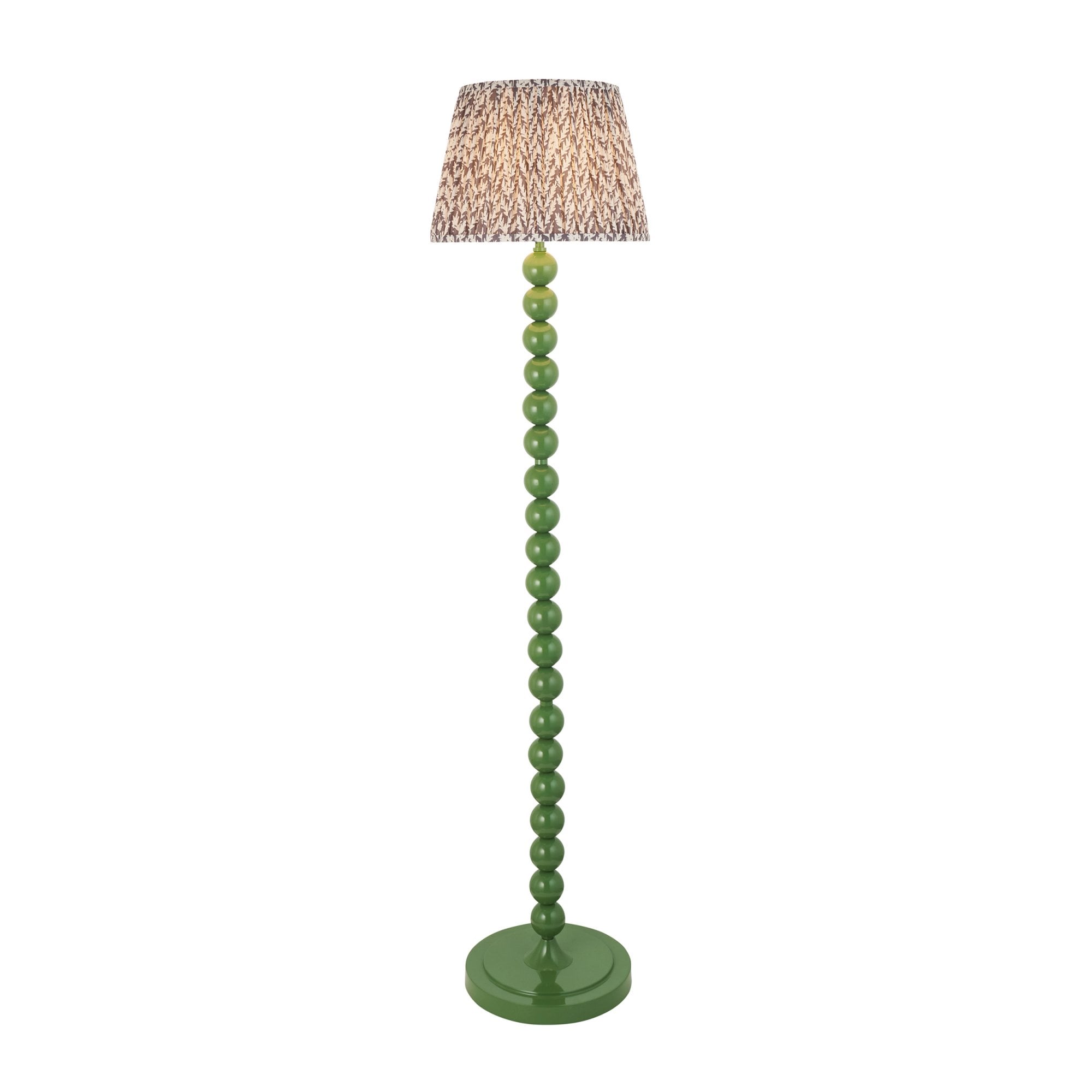 Endon Higgledy Gloss Cotswold Green Floor Lamp & Leaf 35cm Pearl Grey Shade
