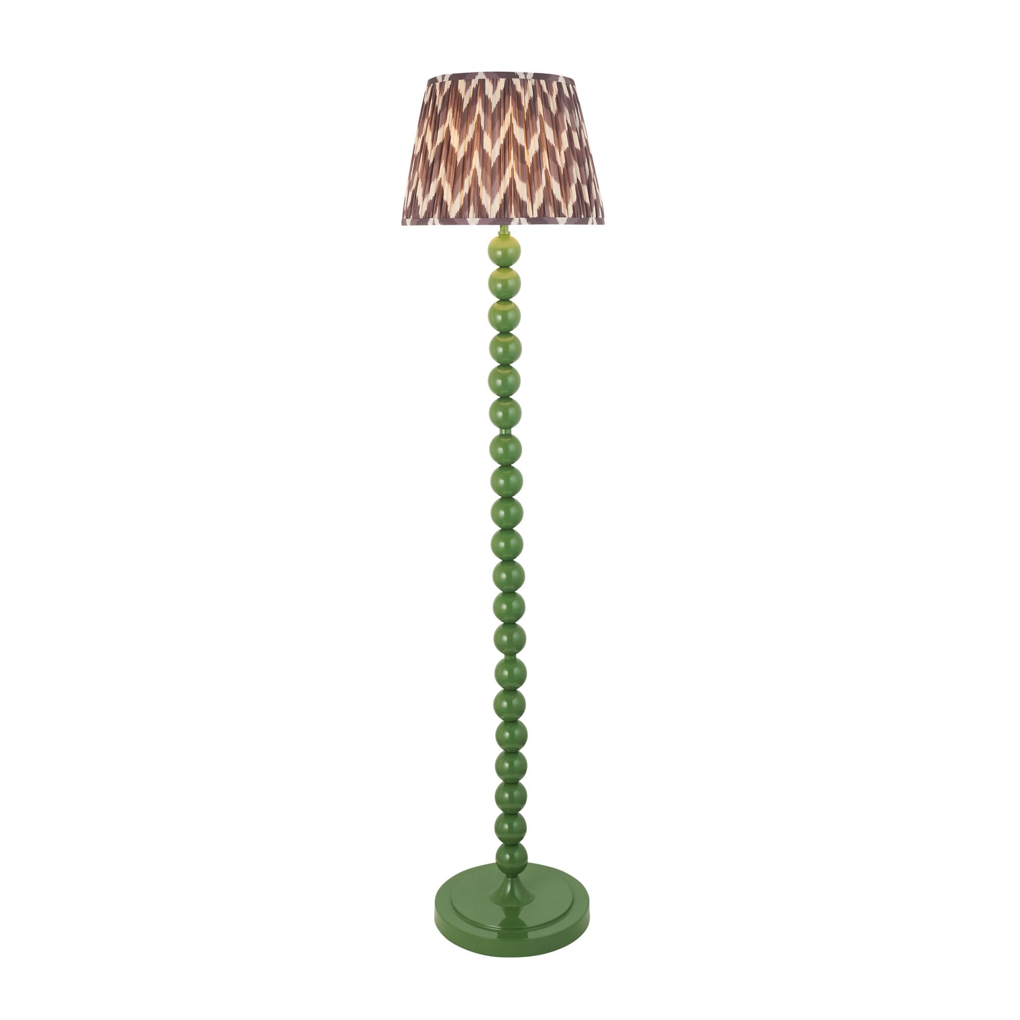 Endon Higgledy Gloss Cotswold Green Floor Lamp & Zigzag 35cm Pearl Grey Shade