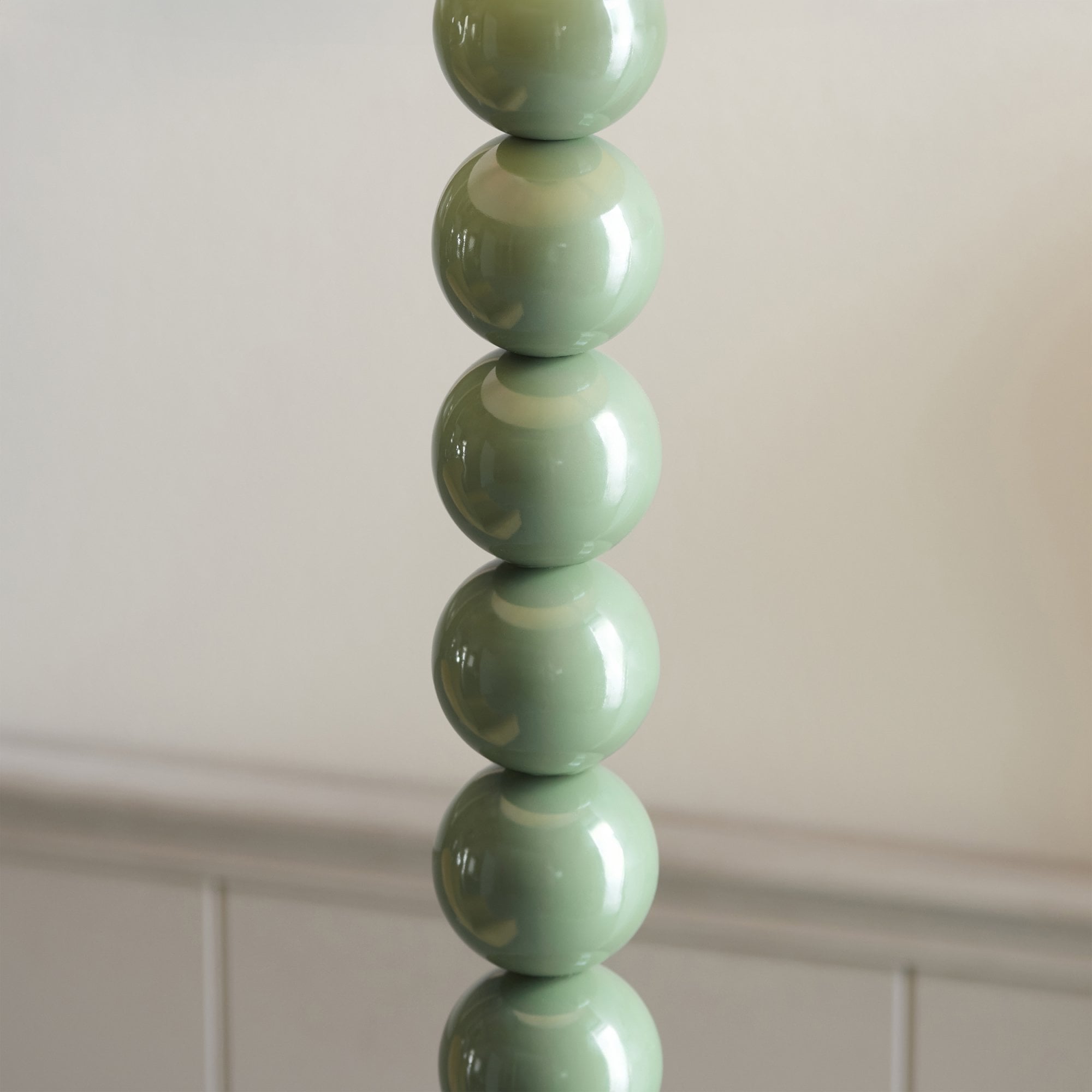 Endon Higgledy Gloss Cotswold Green Floor Lamp & Ikat 35cm Coral Pink Shade