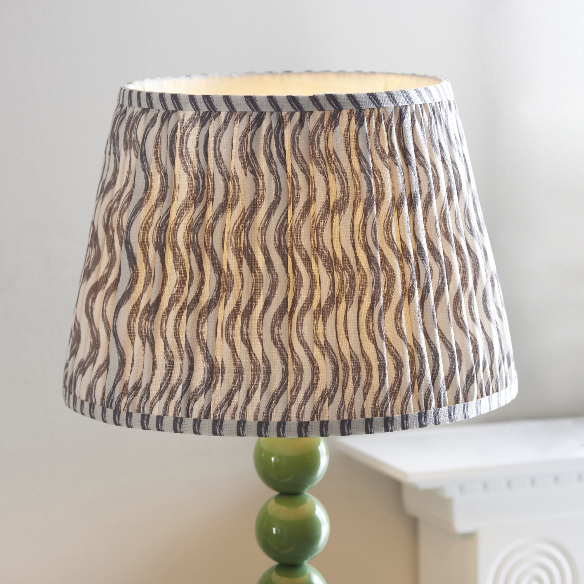 Endon Higgledy Gloss Cotswold Green Floor Lamp & Ripple 35cm Pearl Grey Shade