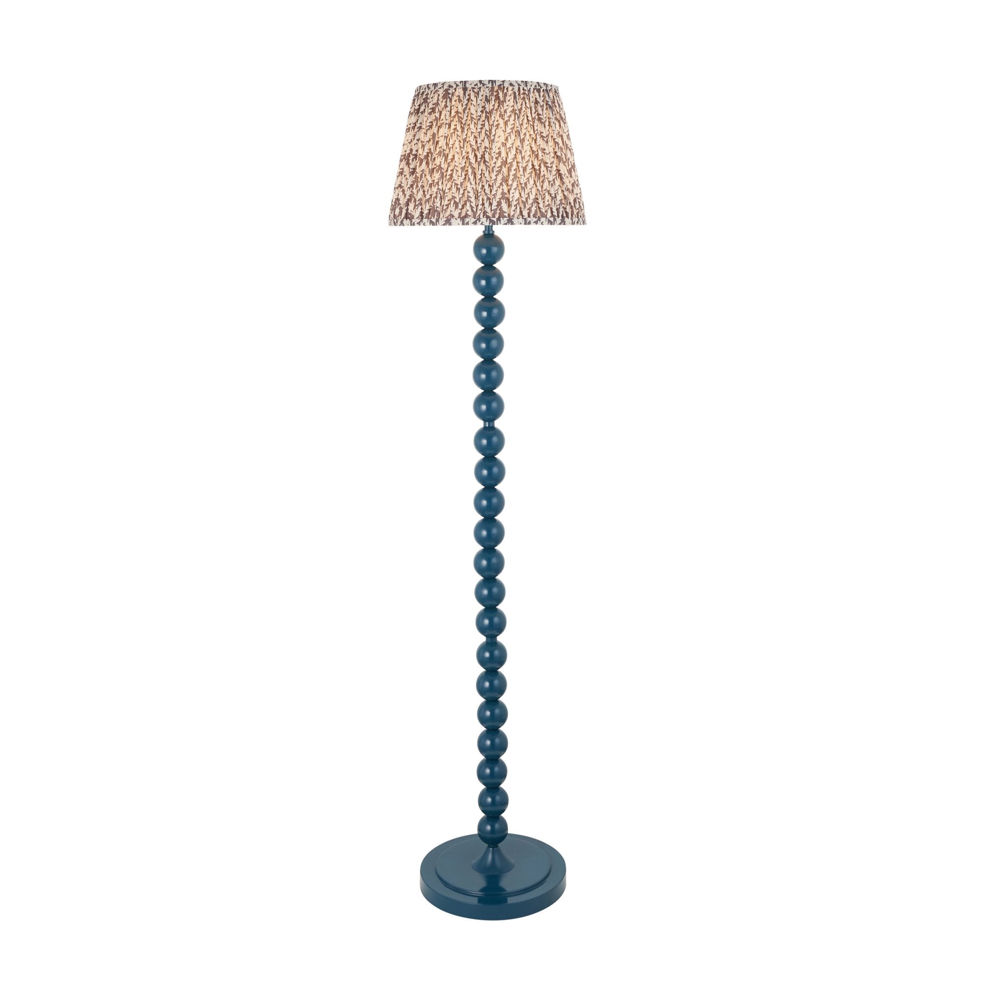 Endon Higgledy Gloss Marlin Blue Floor Lamp & Leaf 35cm Pearl Grey Shade