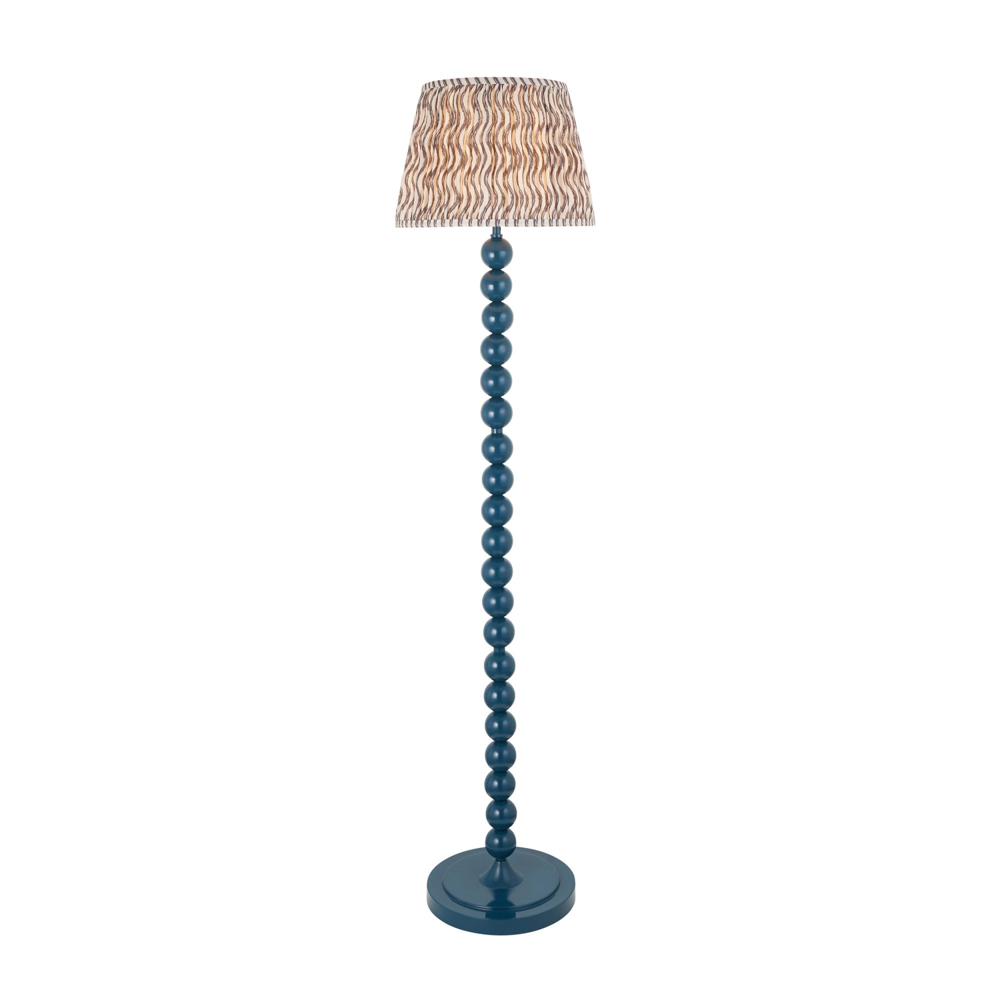 Endon Higgledy Gloss Marlin Blue Floor Lamp & Ripple 35cm Pearl Grey Shade