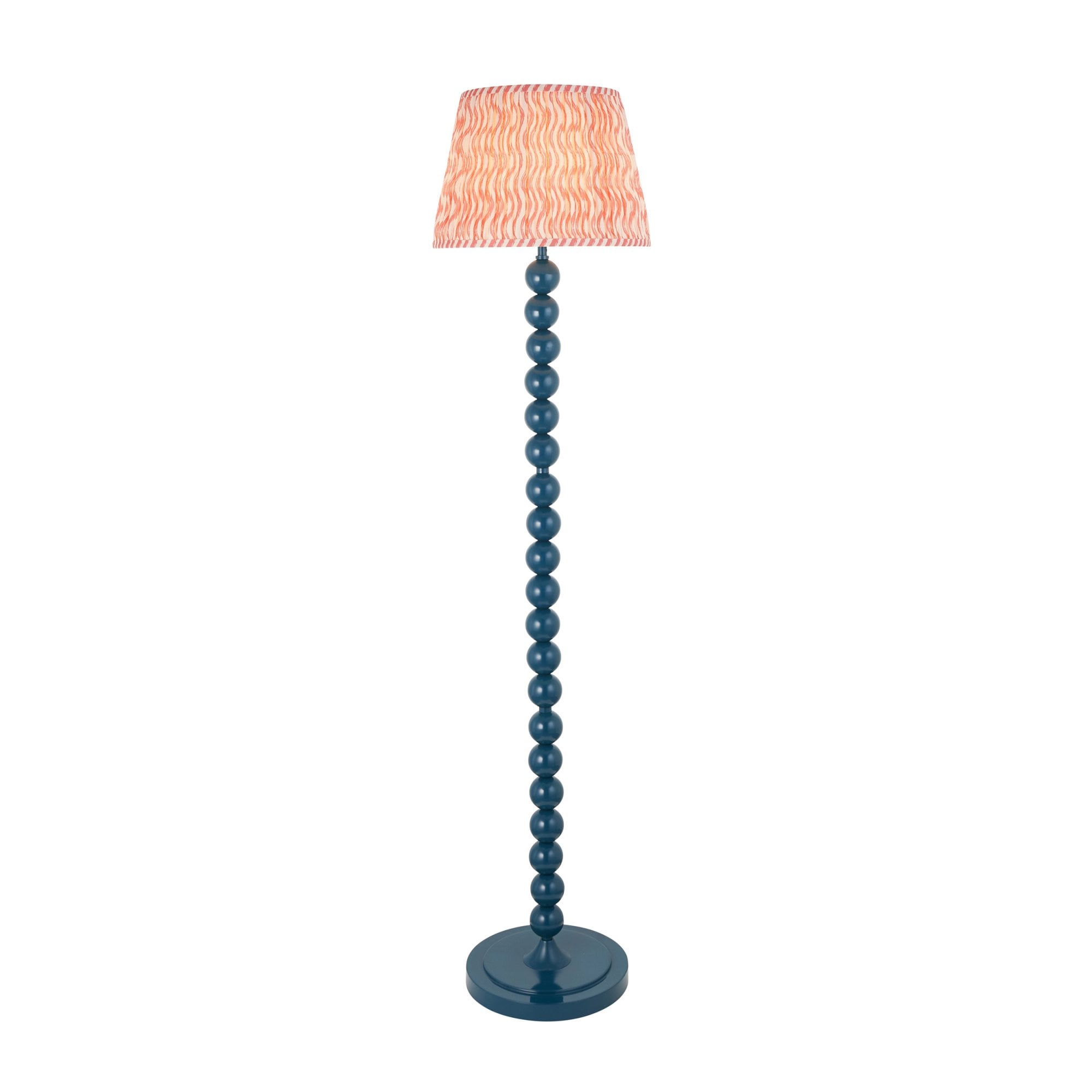 Endon Higgledy Gloss Marlin Blue Floor Lamp & Ripple 35cm Coral Pink Shade