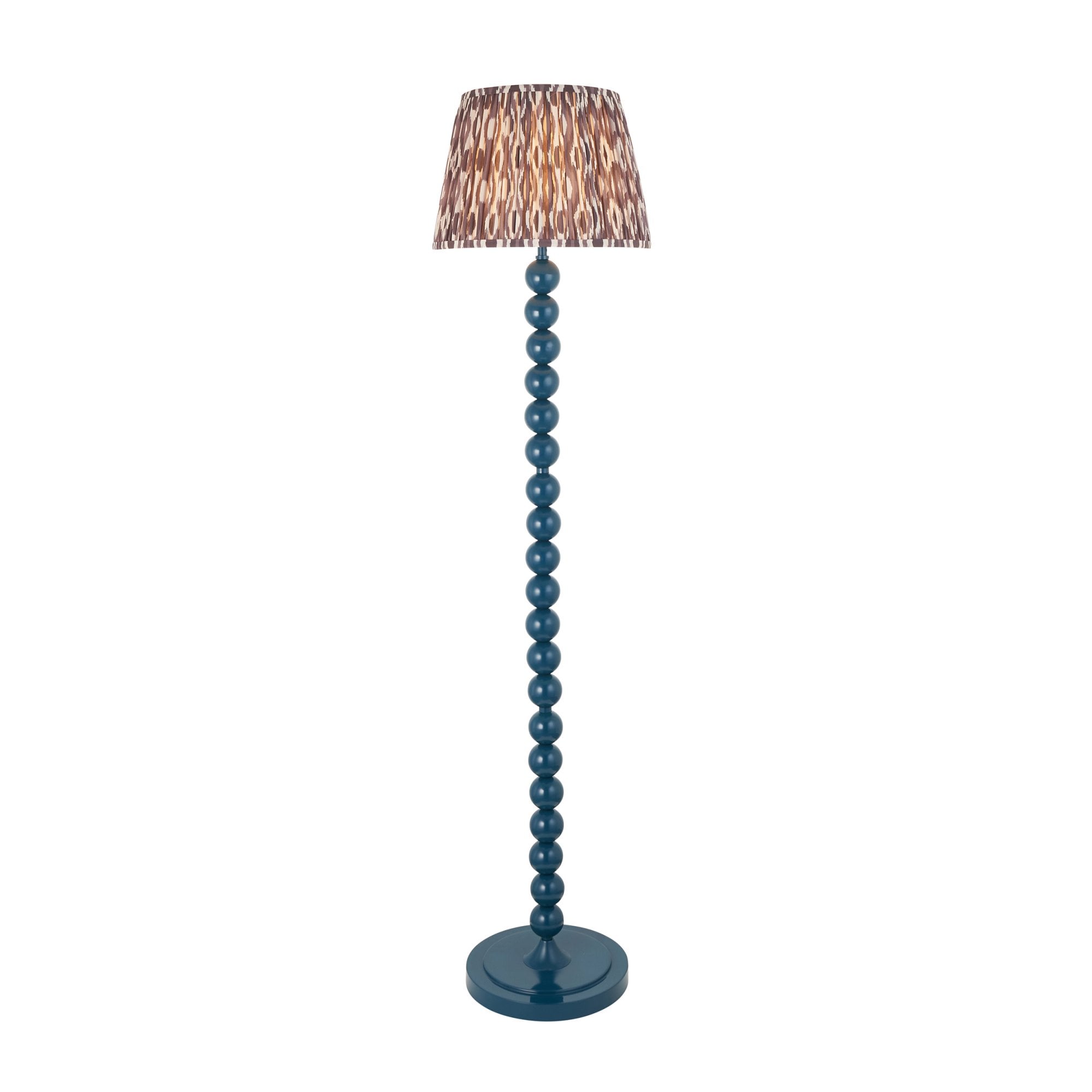 Endon Higgledy Gloss Marlin Blue Floor Lamp & Ikat 35cm Pearl Grey Shade