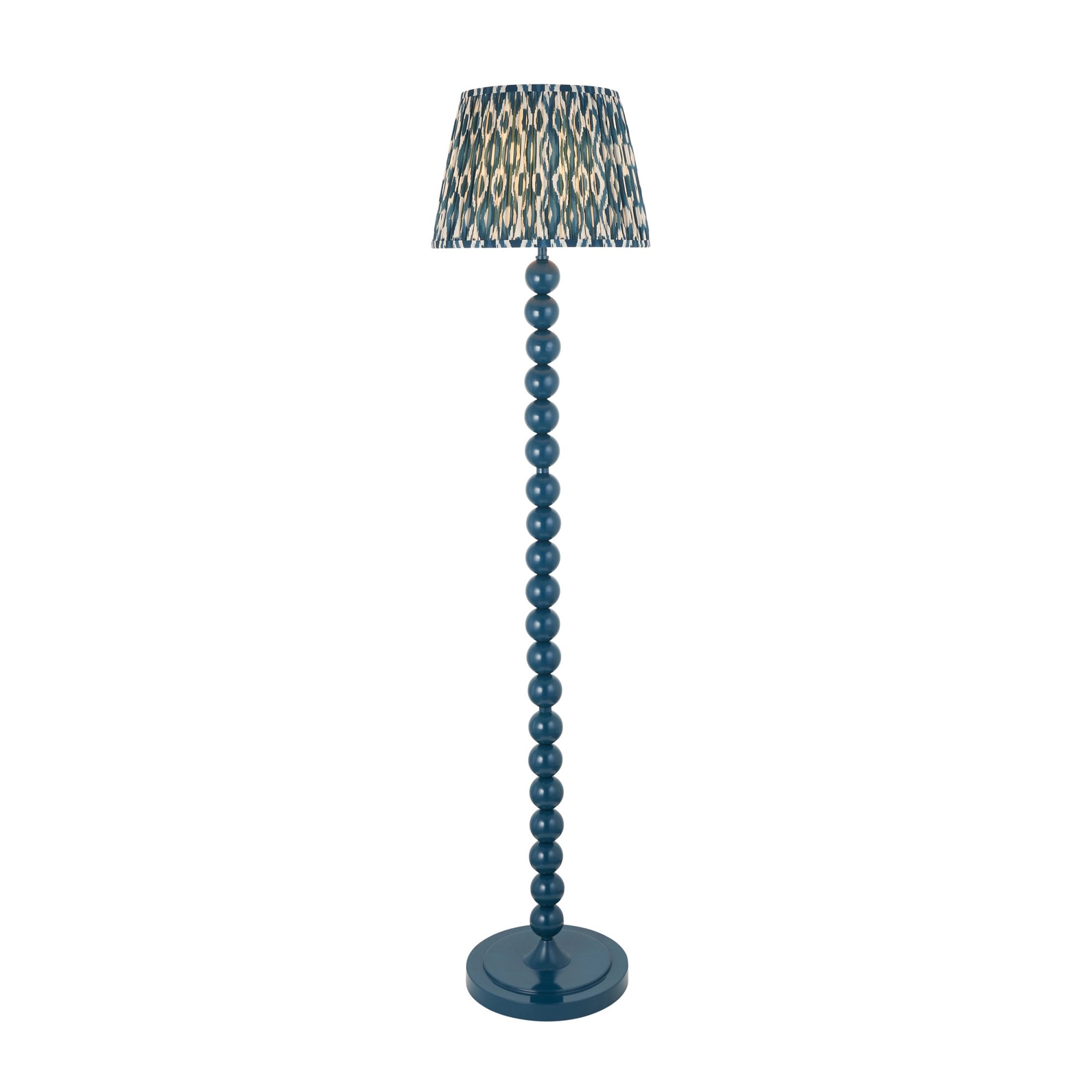 Endon Higgledy Gloss Marlin Blue Floor Lamp & Ikat 35cm Marlin Blue Shade