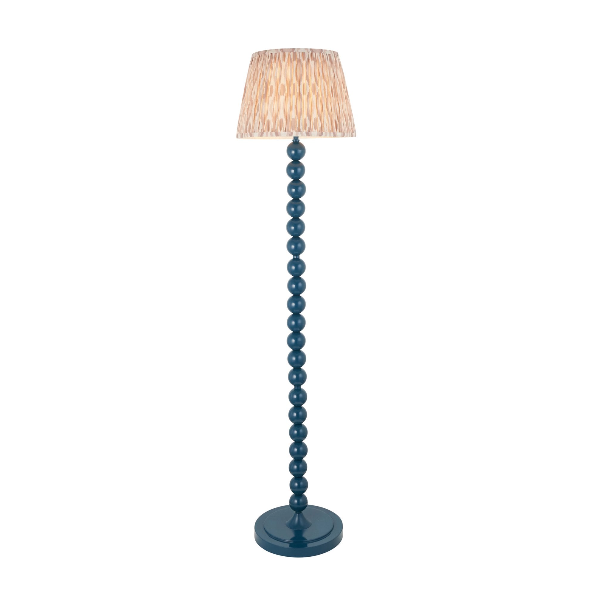Endon Higgledy Gloss Marlin Blue Floor Lamp & Ikat 35cm Neutral Shade