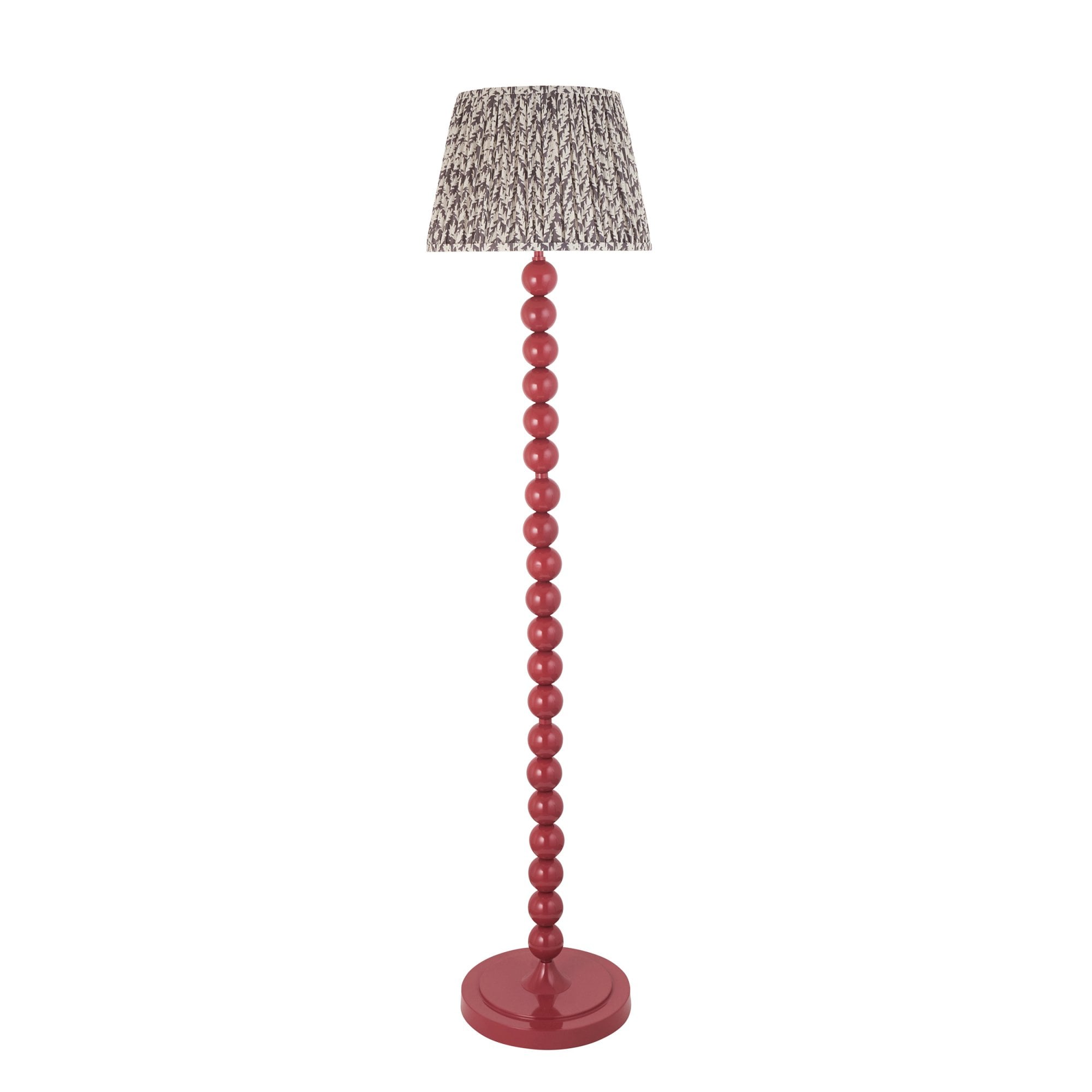 Endon Higgledy Gloss Pink Clay Floor Lamp & Leaf 35cm Pearl Grey Shade