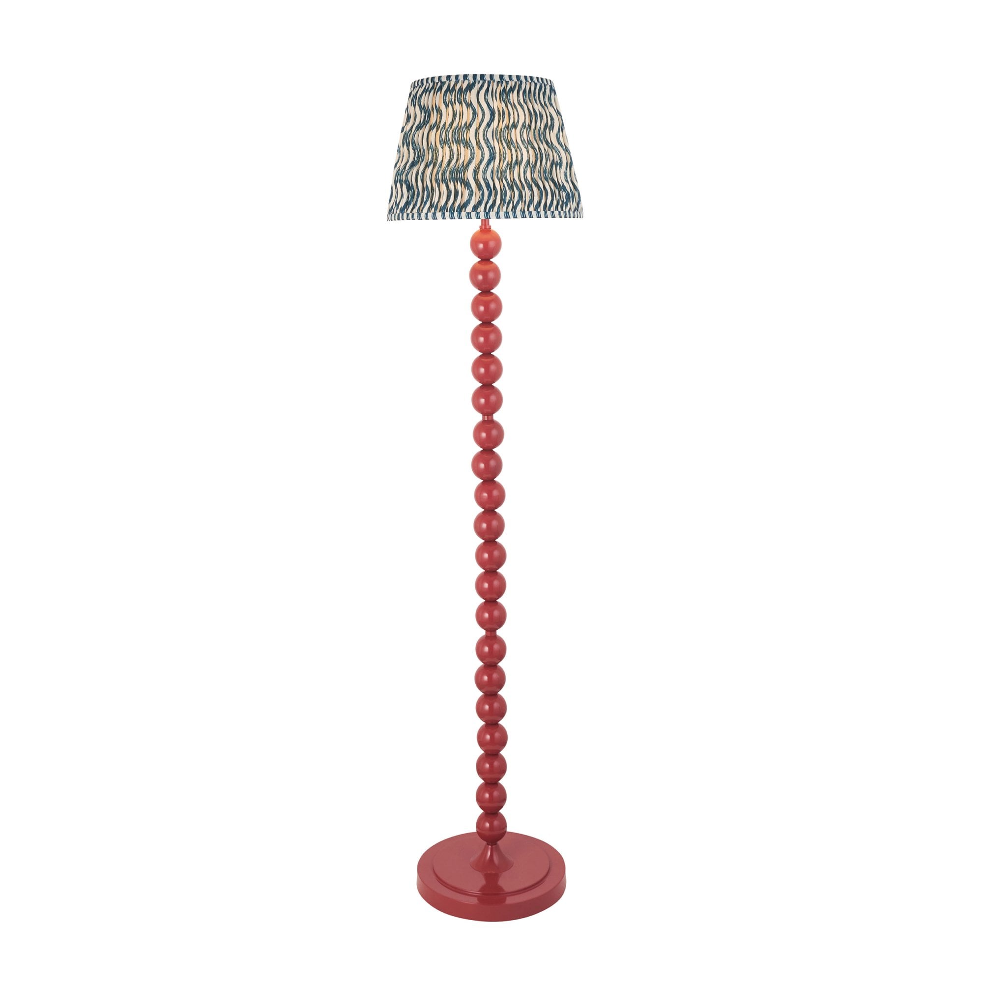 Endon Higgledy Gloss Pink Clay Floor Lamp & Ripple 35cm Marlin Blue Shade