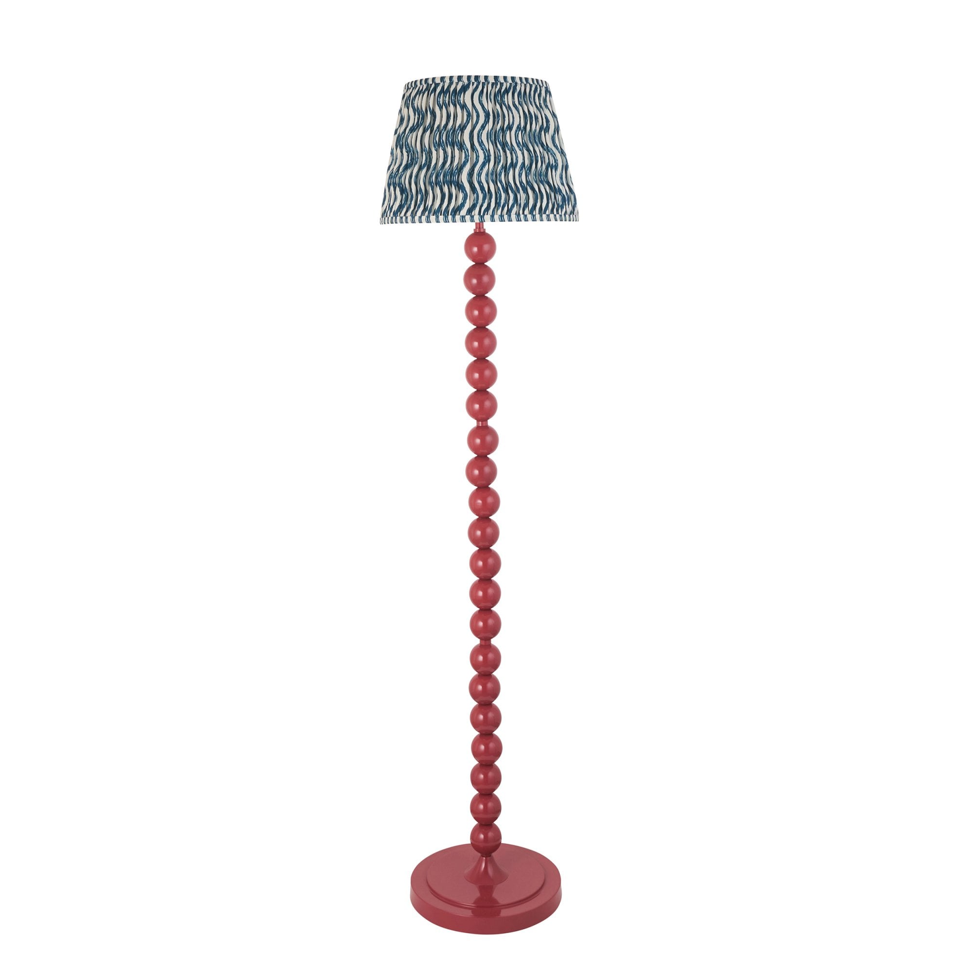 Endon Higgledy Gloss Pink Clay Floor Lamp & Ripple 35cm Marlin Blue Shade