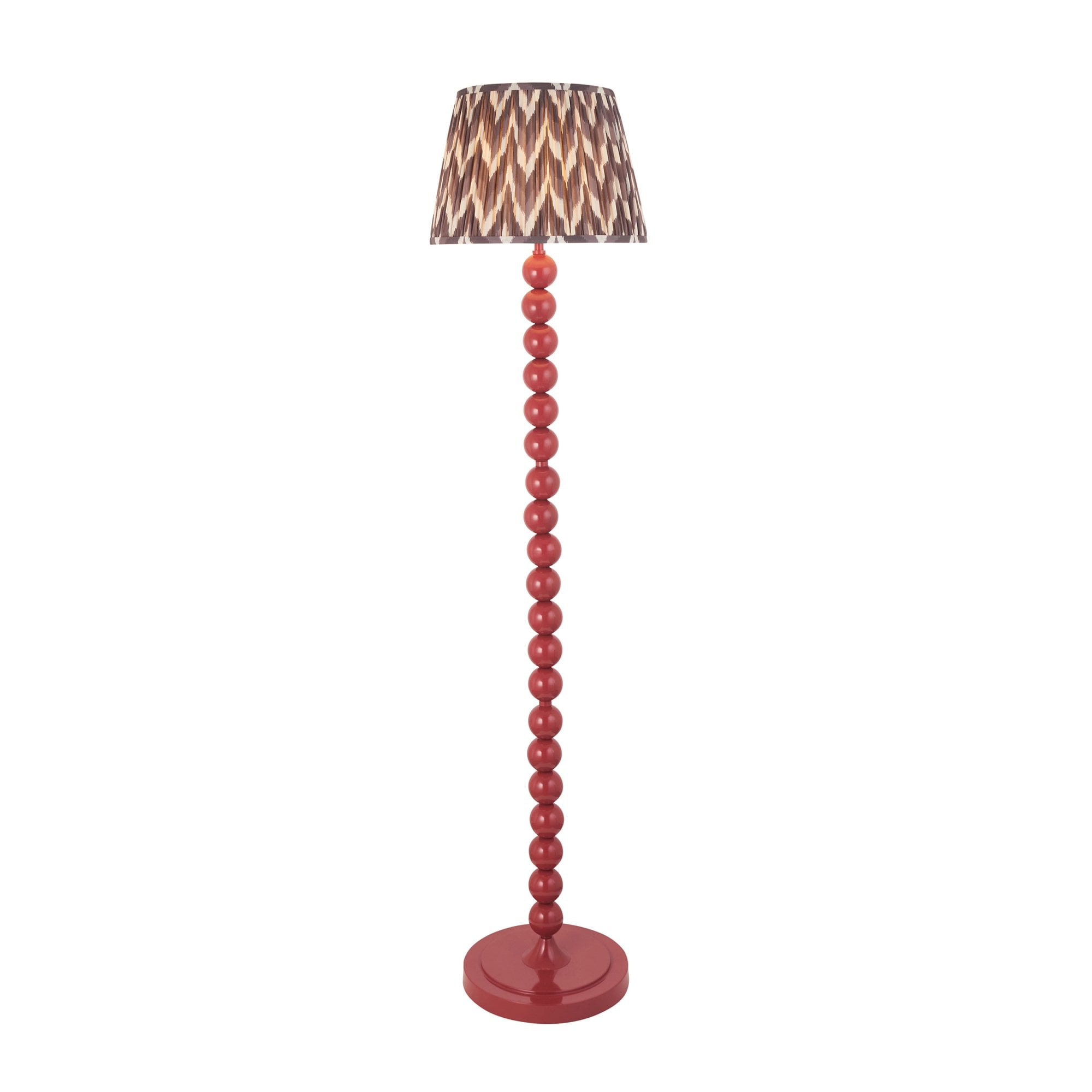 Endon Higgledy Gloss Pink Clay Floor Lamp & Zigzag 35cm Pearl Grey Shade